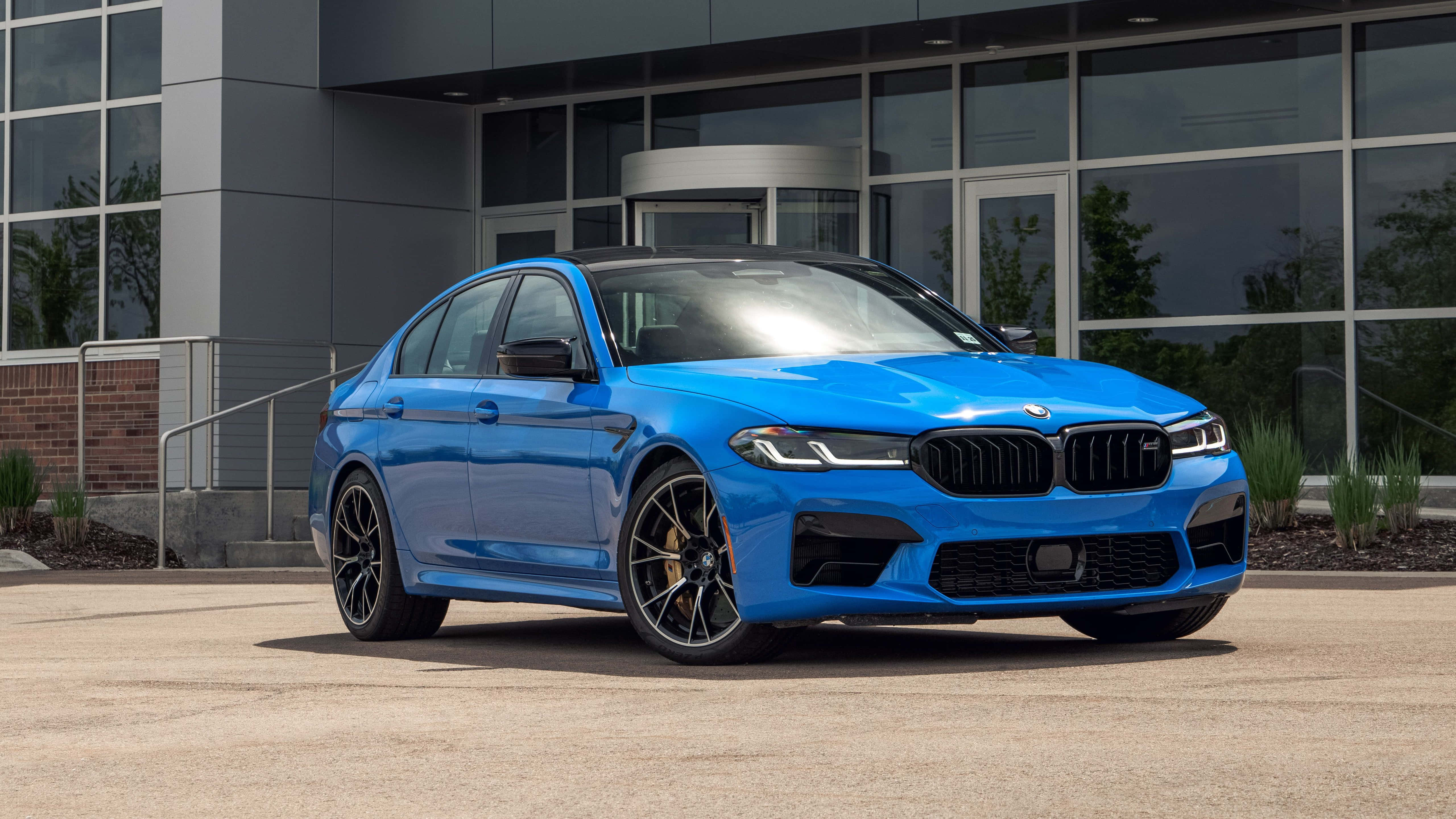 BMW M5, vibrant blue, daylight, 5K Desktop Wallpaper