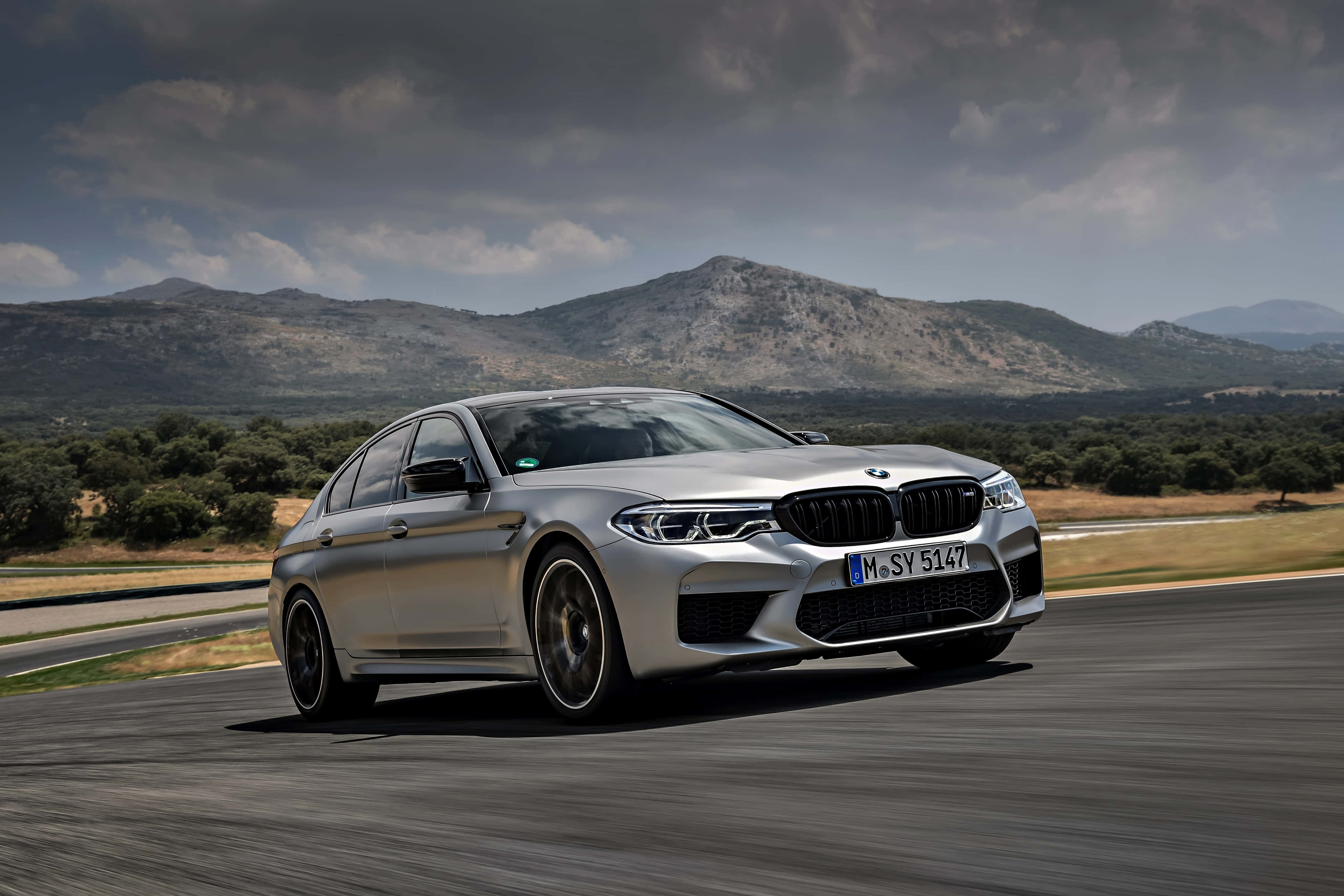 BMW M5, silver, winding mountain road, 4K Desktop Wallpaper