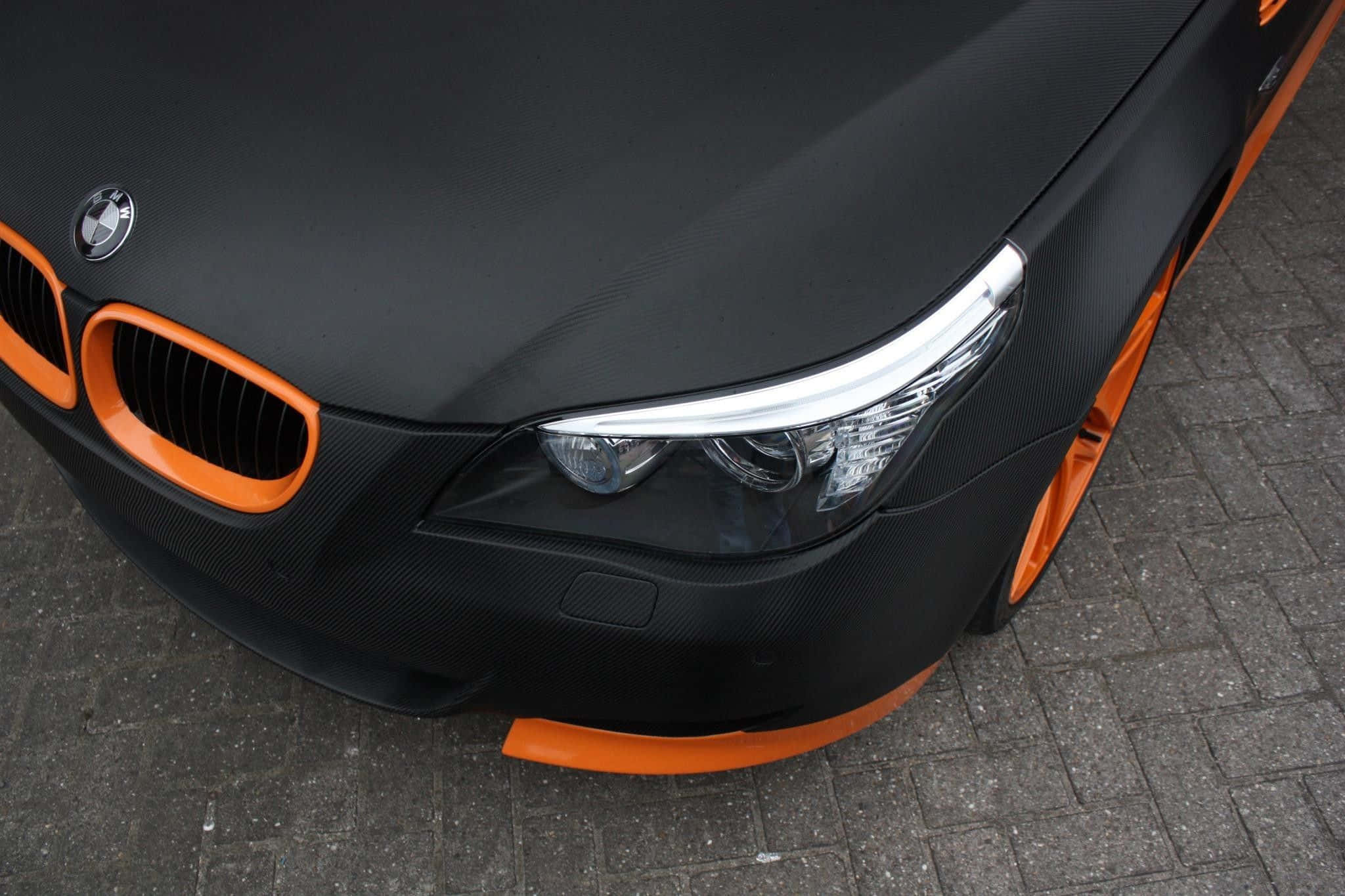BMW M5, matte black, vibrant orange accents, Full HD Desktop Wallpaper