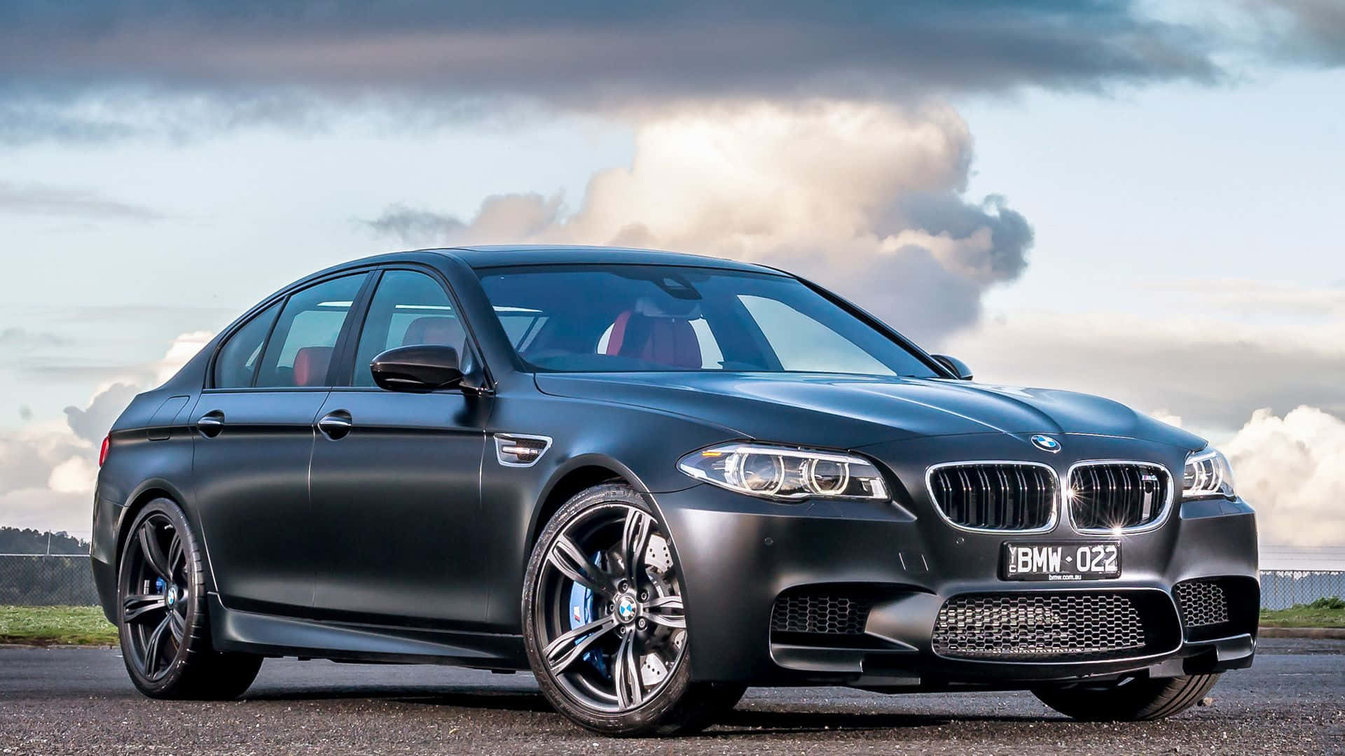 BMW M5, matte black, sports sedan, Full HD Desktop Wallpaper