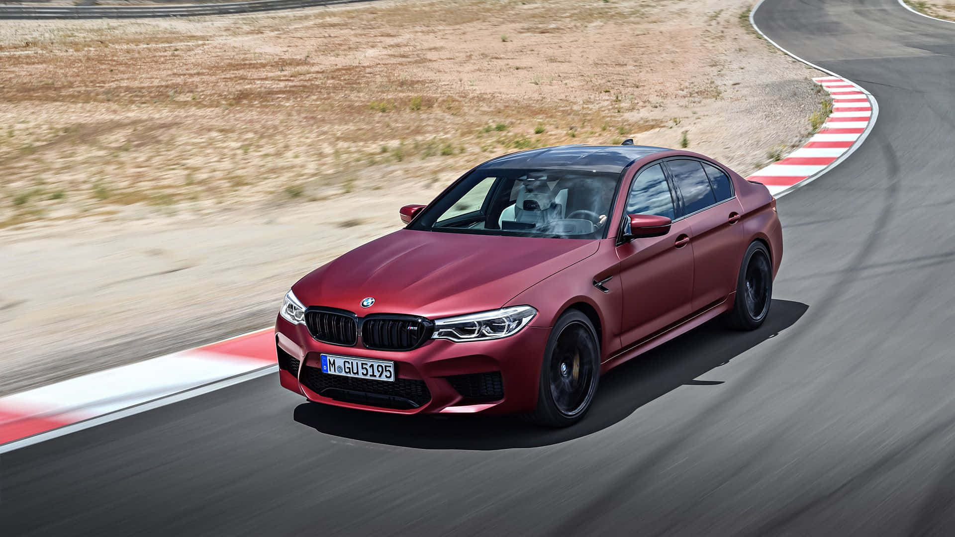 BMW M5, matte red, racetrack, Full HD Desktop Wallpaper
