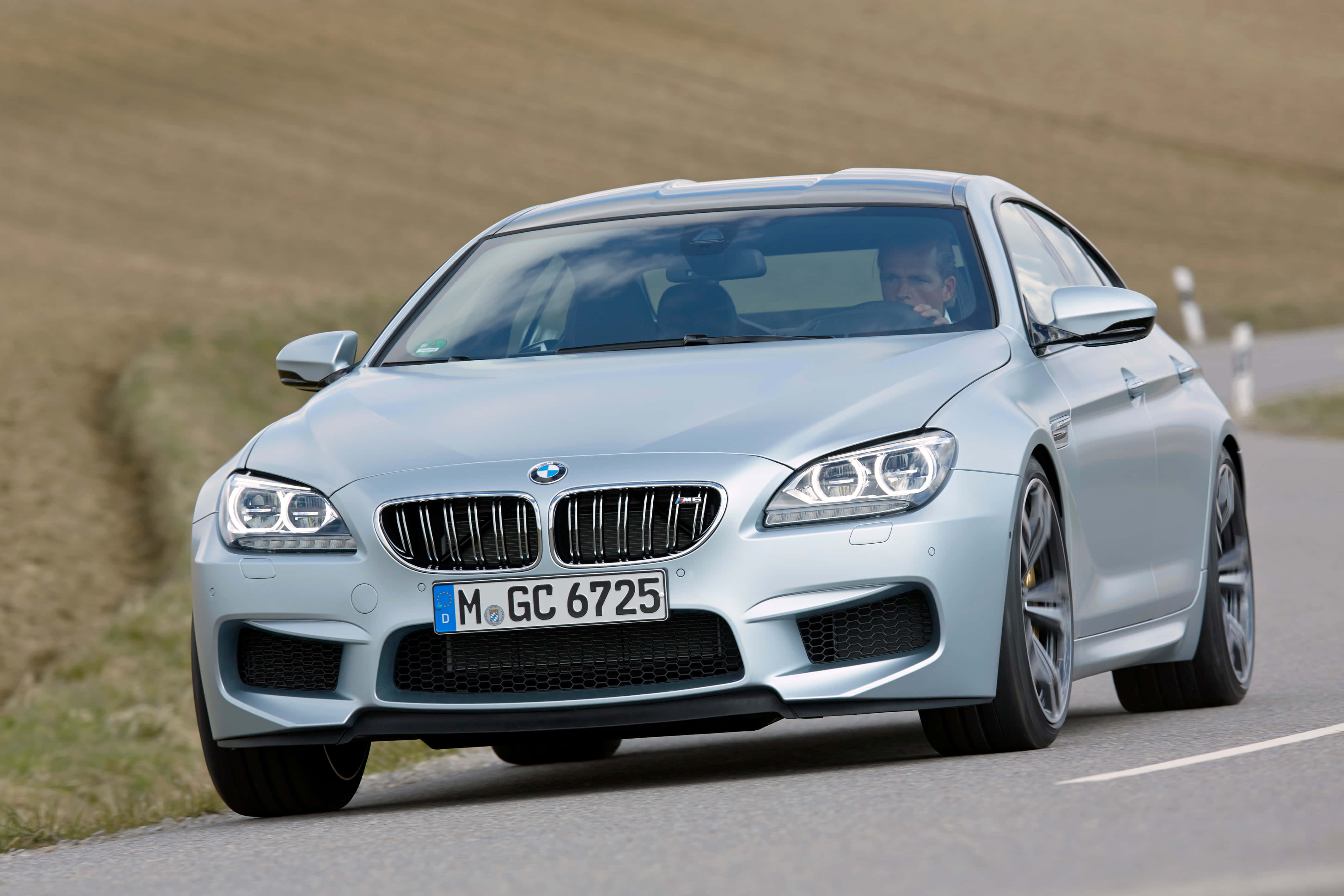 BMW M6, silver, winding rural road, 4K Desktop Wallpaper