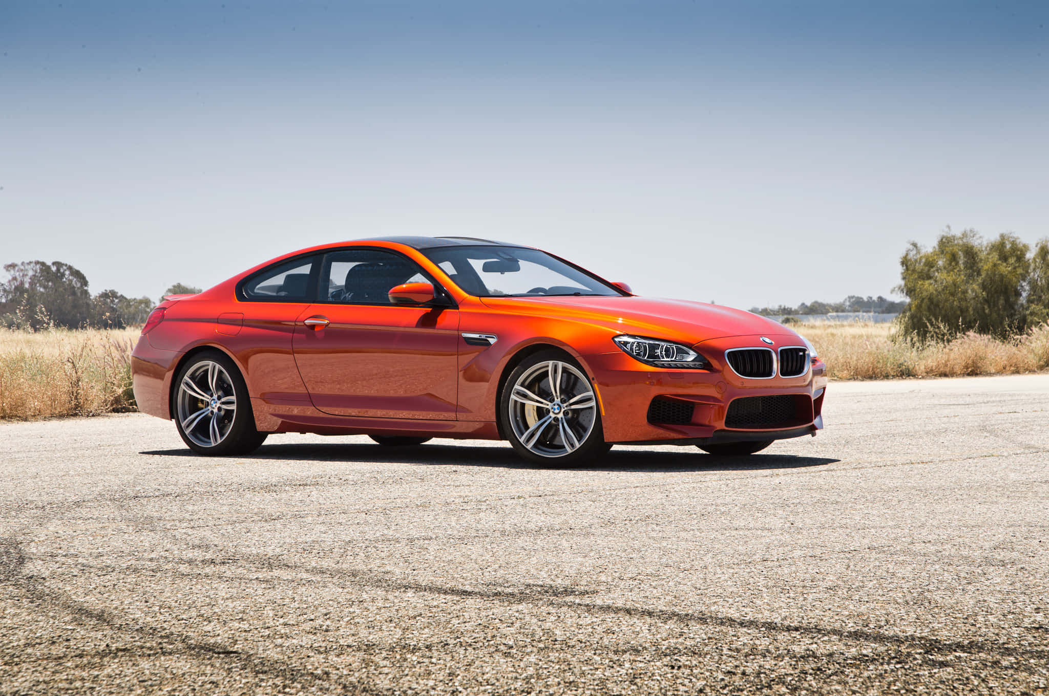 BMW M6, orange, gravel road, Full HD Desktop Wallpaper