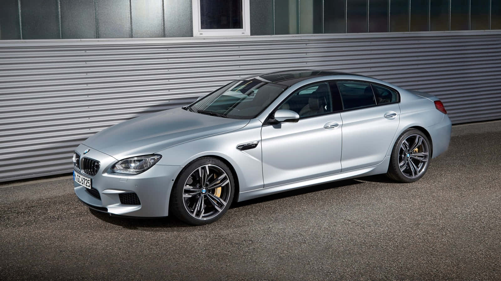 BMW M6, silver, corrugated metal wall, HD Desktop Wallpaper