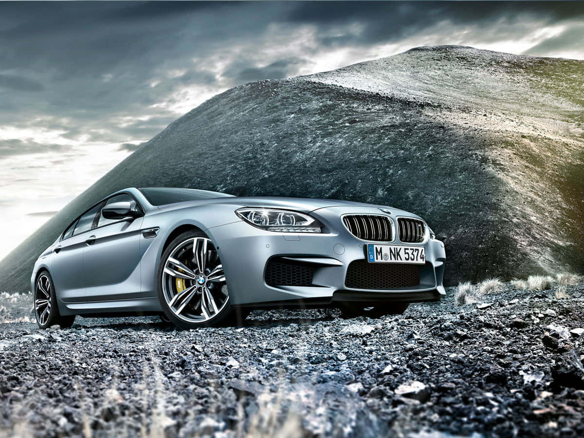 BMW M6, silver, rocky terrain, SD Desktop Wallpaper