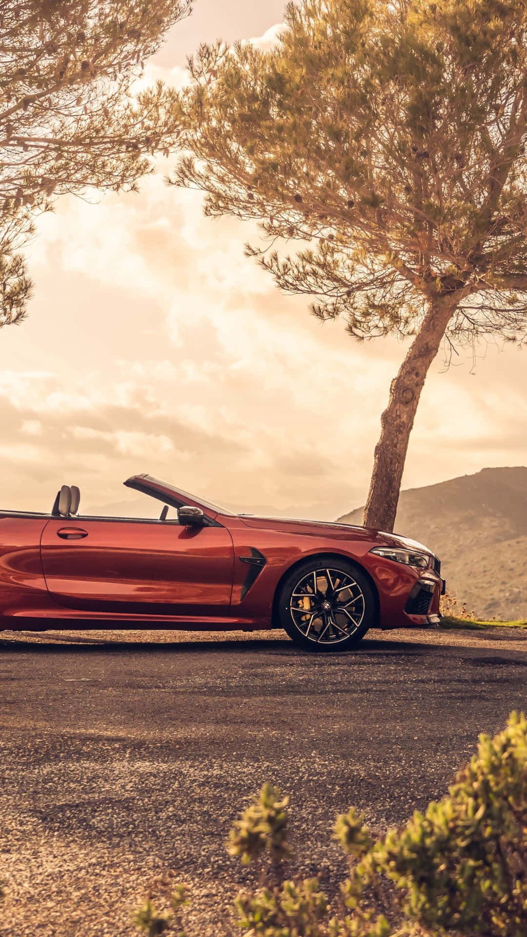 BMW M8, red, convertible, Full HD Phone Wallpaper