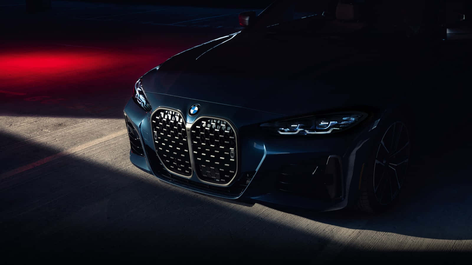 BMW M8, dark blue, red streak blur, HD Desktop Wallpaper