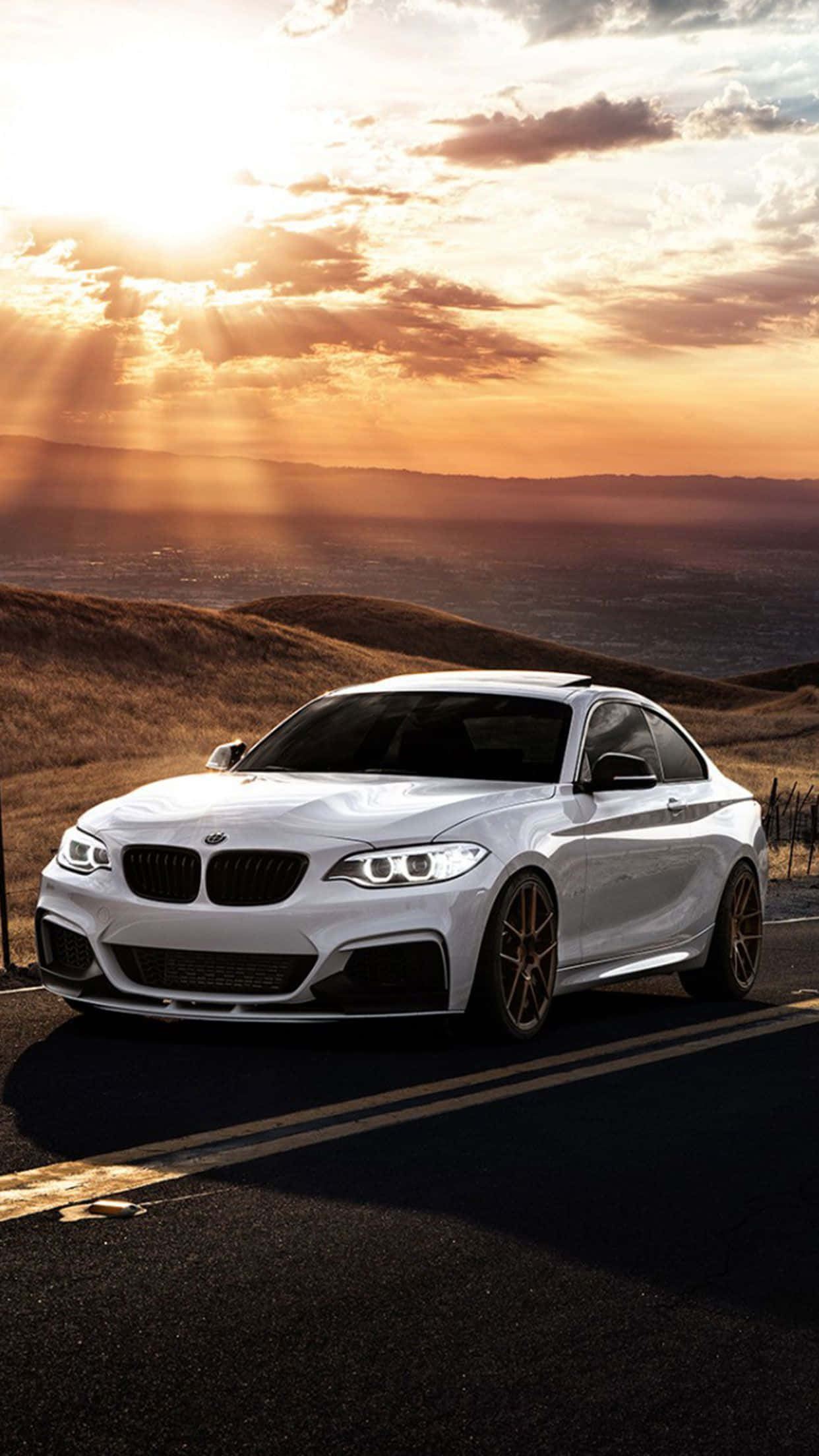 BMW M8, sleek white BMW coupe, winding road, Full HD Phone Wallpaper