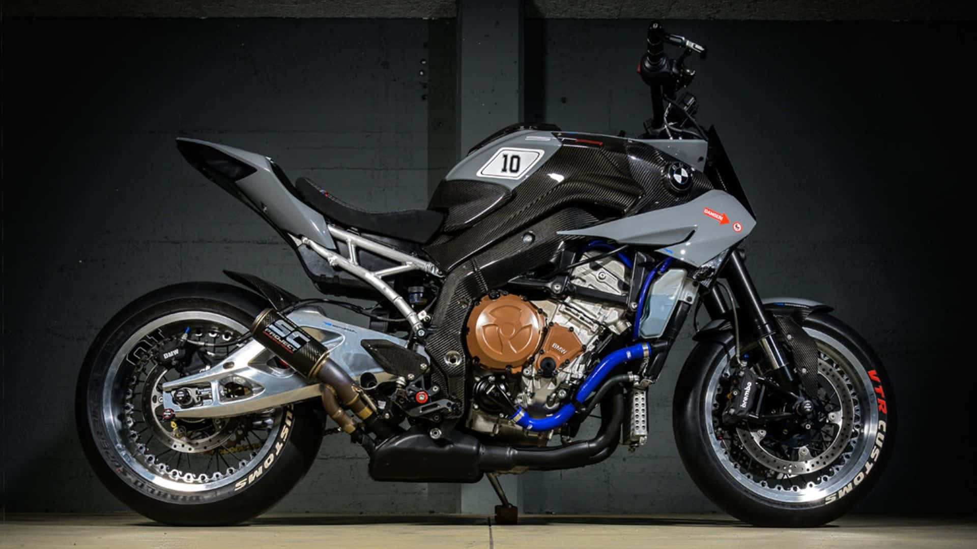 BMW S1000RR, custom streetfighter, gray and black, Full HD Desktop Wallpaper