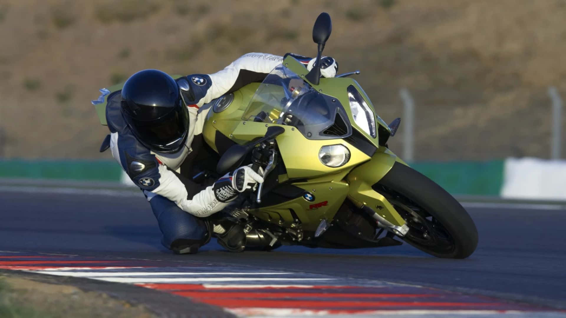 Bmw S1000rr, track riding, vibrant yellow, Full HD Desktop Wallpaper