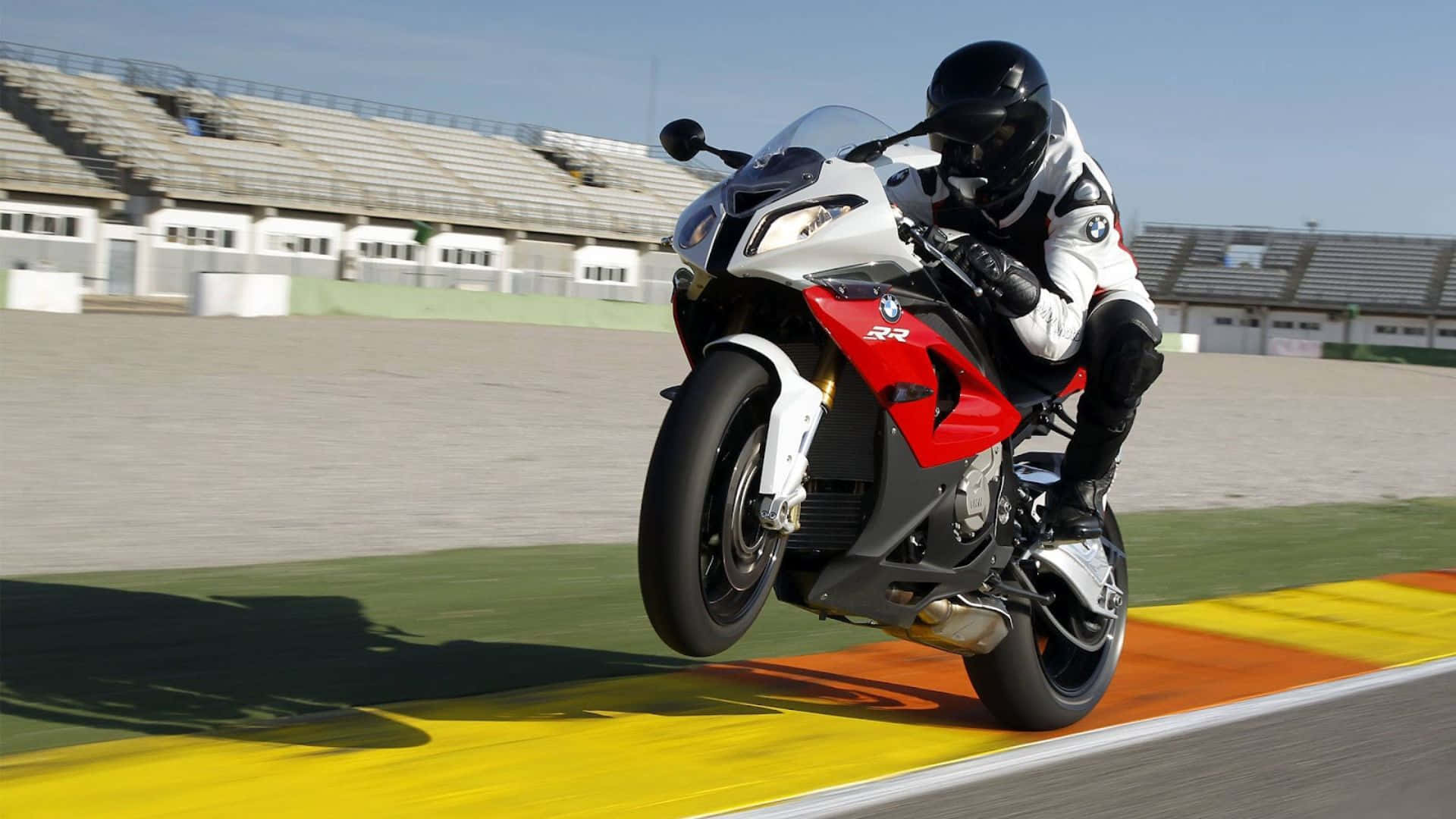 BMW S1000RR, racetrack, white and red, Full HD Desktop Wallpaper