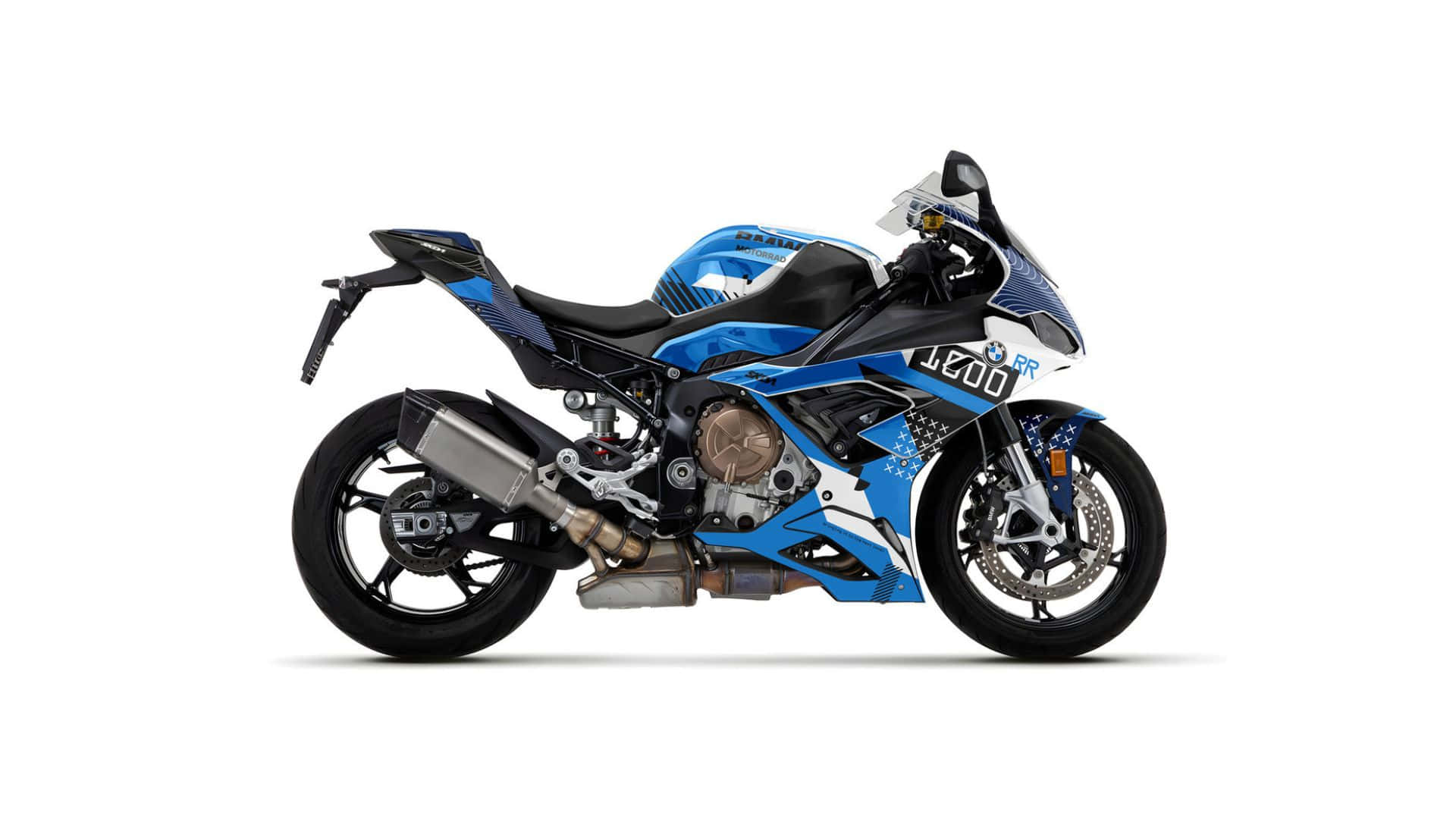 BMW S1000RR, blue and black, racing decals, Full HD Desktop Wallpaper