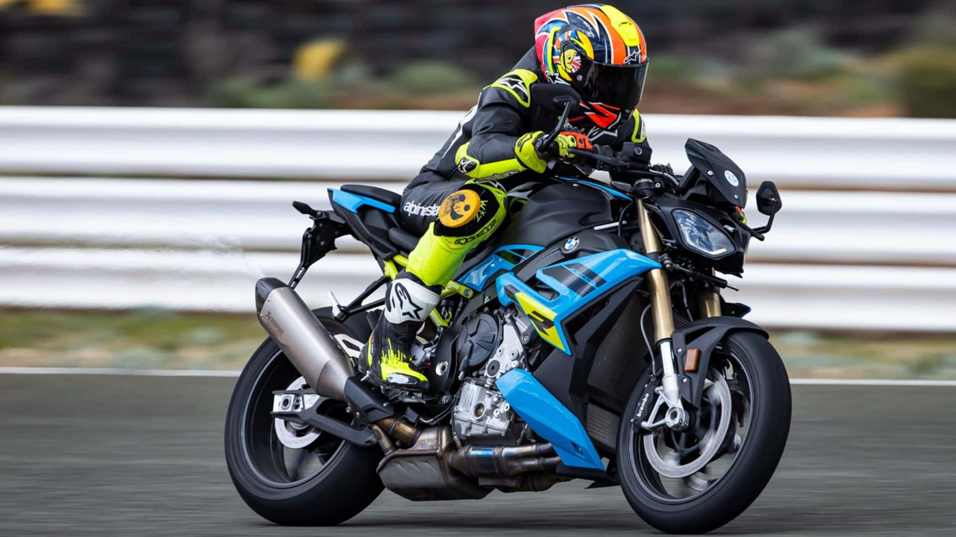 BMW S1000RR, blue and black, racetrack, Full HD Desktop Wallpaper