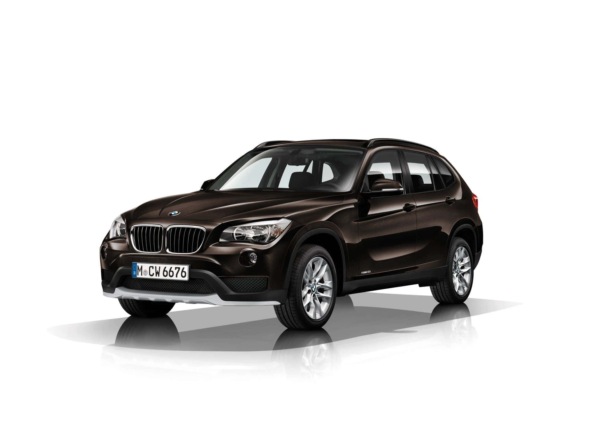 BMW X1, sleek brown, reflective white studio floor, Full HD Desktop Wallpaper
