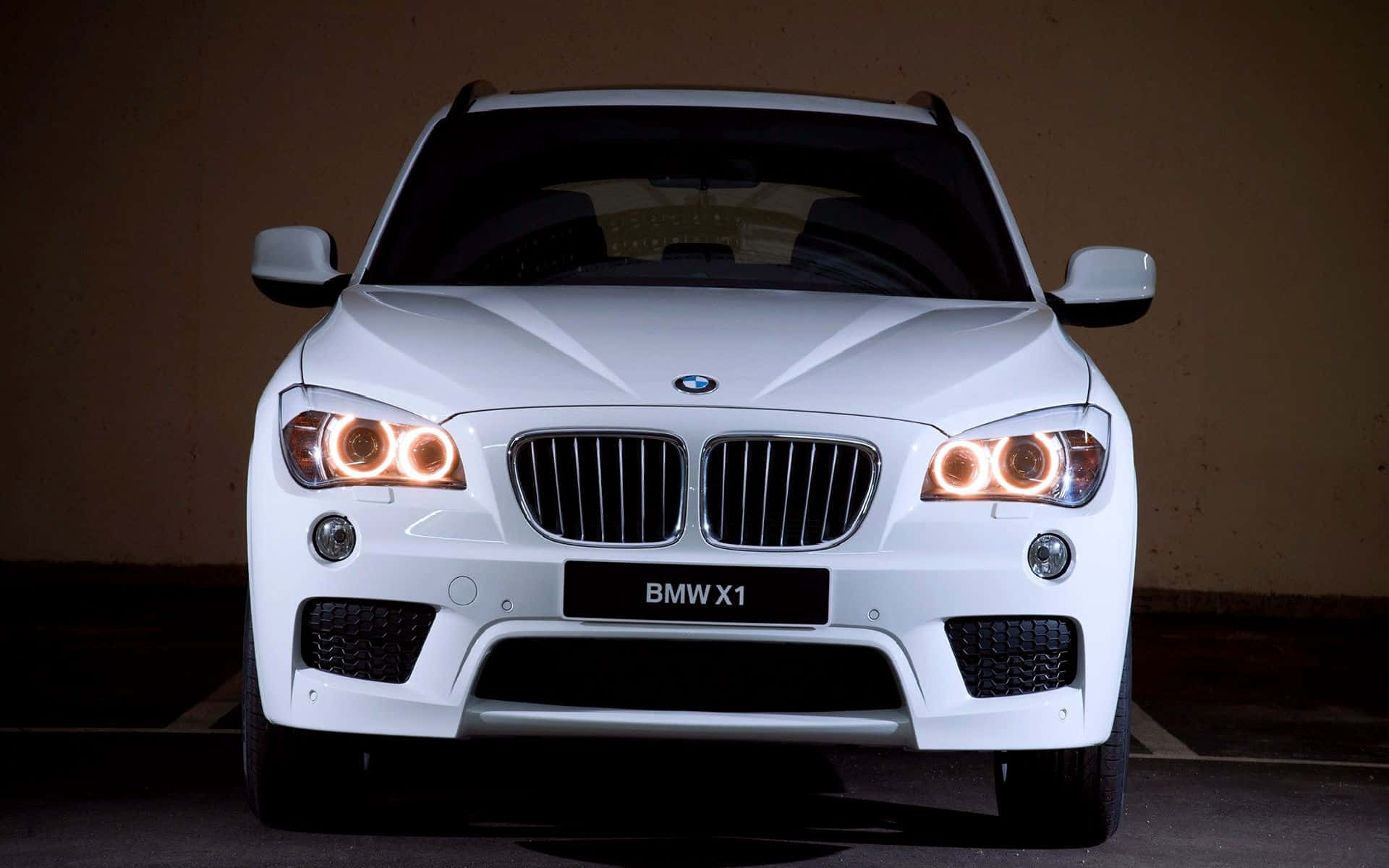 BMW X1, white, glowing halo headlights, Full HD Desktop Wallpaper