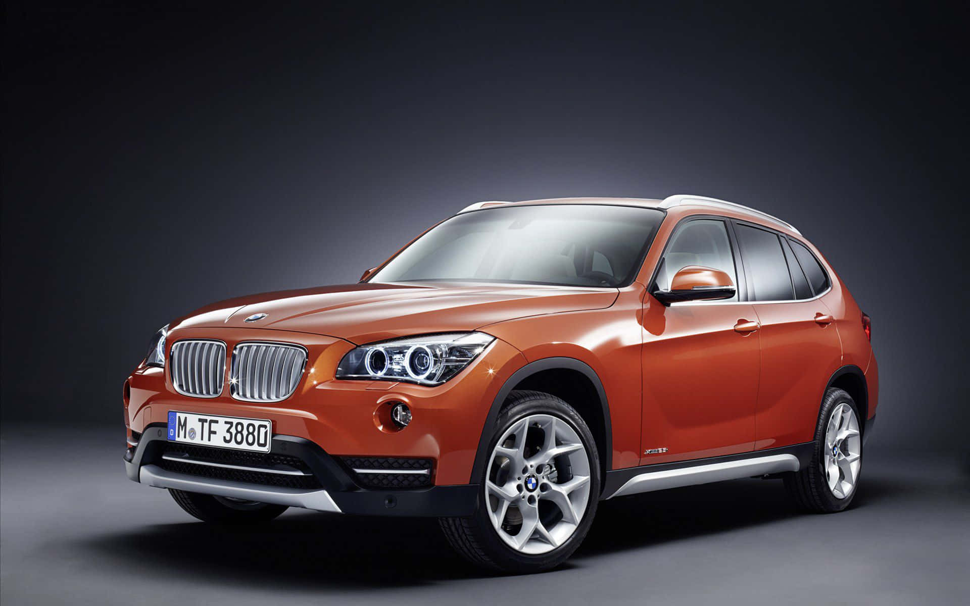 BMW X1, orange, studio, Full HD Desktop Wallpaper