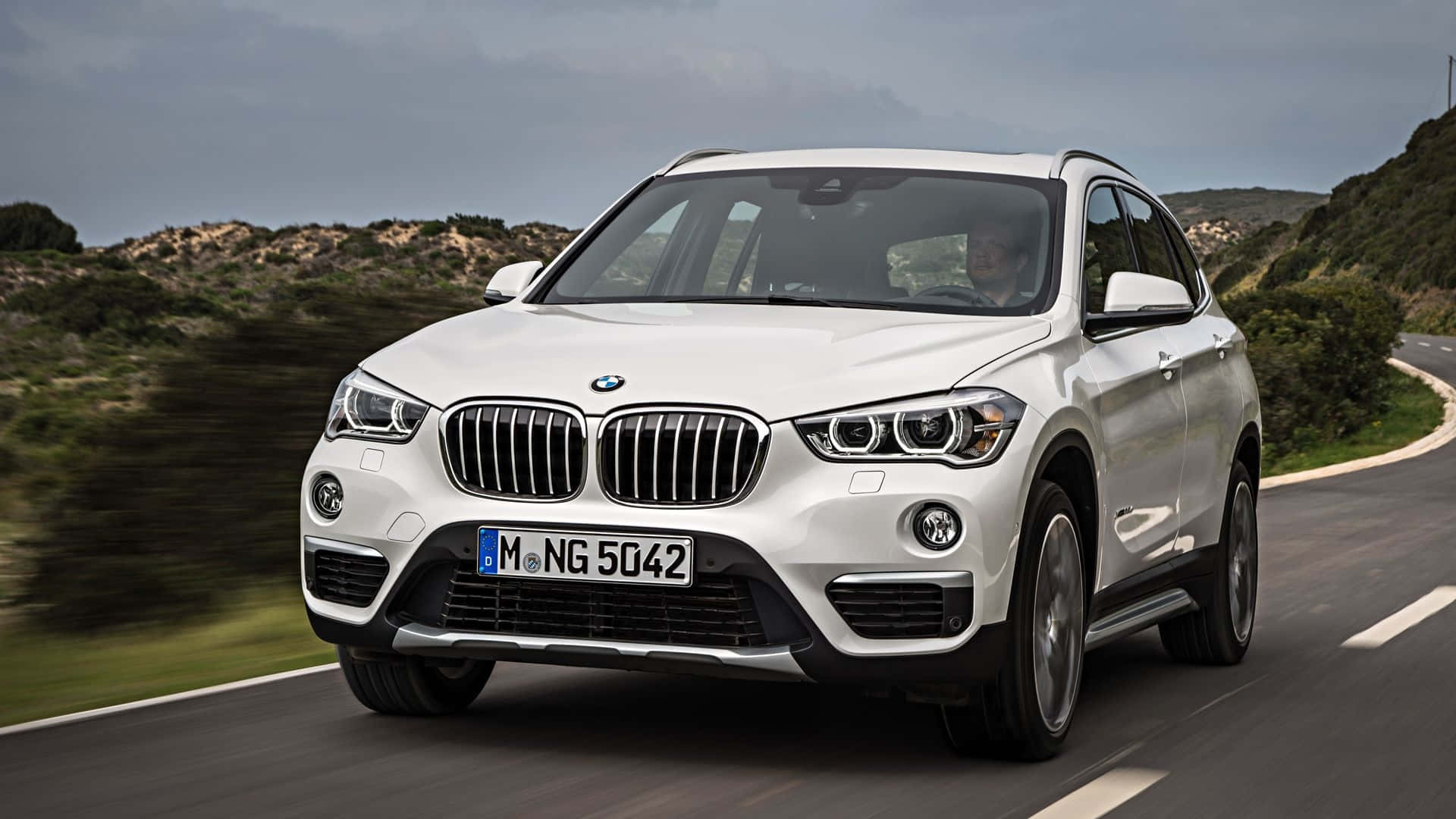 BMW X1, white, winding road, Full HD Desktop Wallpaper