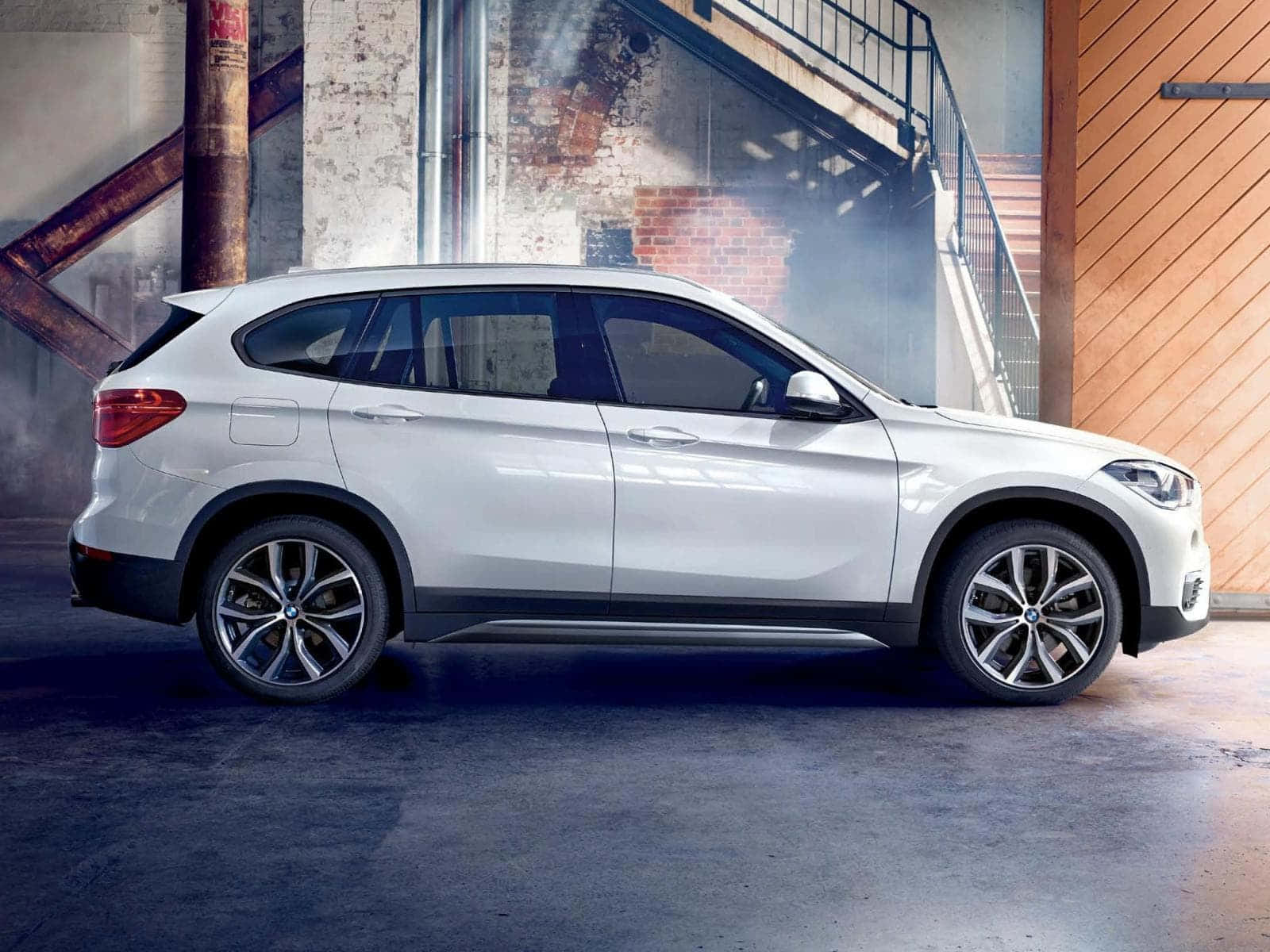 BMW X1, silver, industrial warehouse, HD Desktop Wallpaper