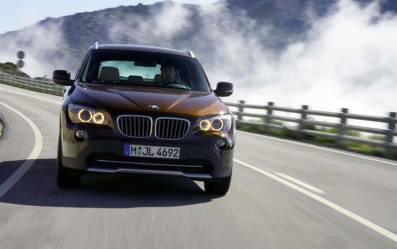 BMW X1, brown, winding mountain road, HD Desktop Wallpaper