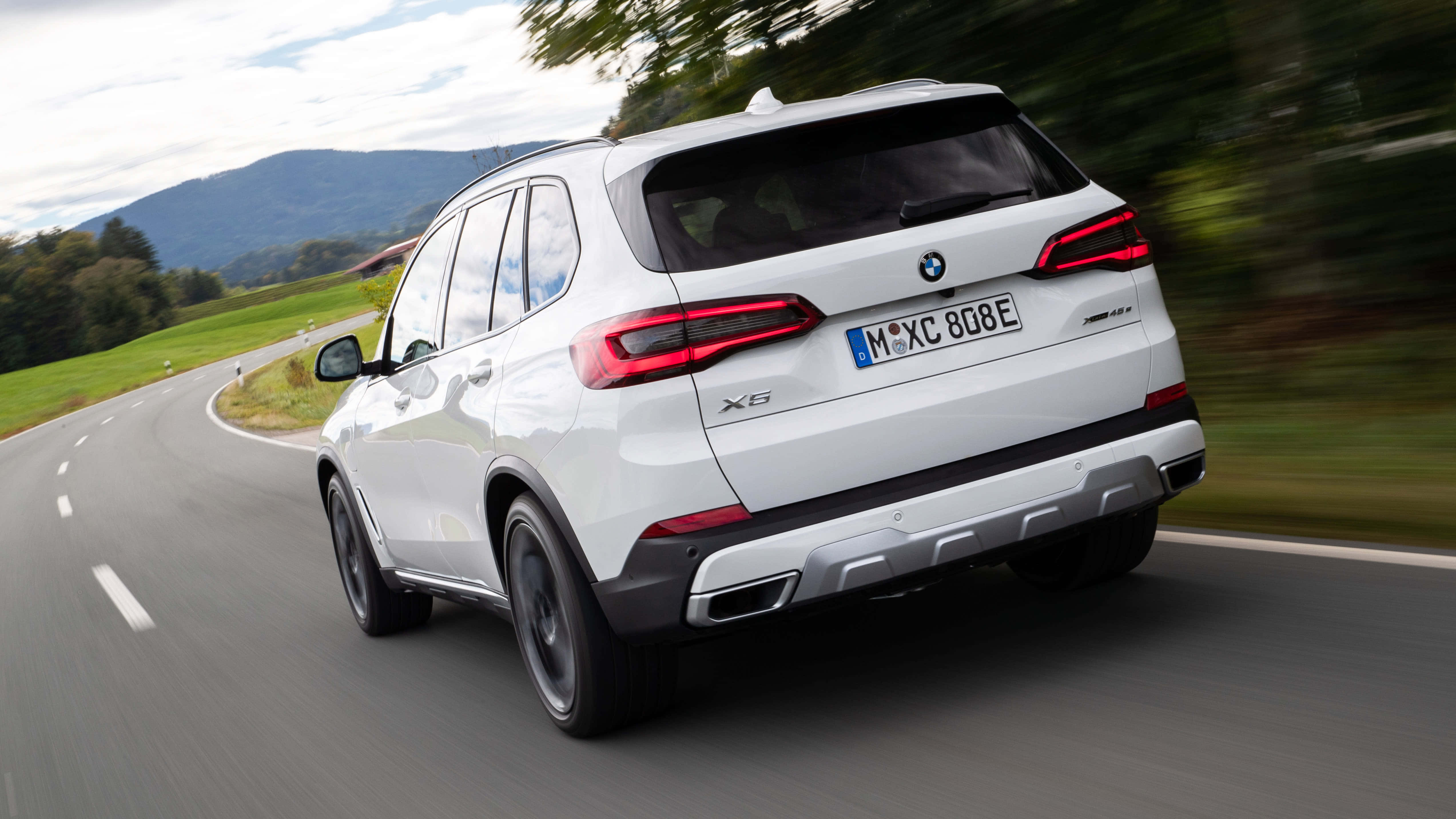 BMW X5, white, winding mountain road, 4K Desktop Wallpaper