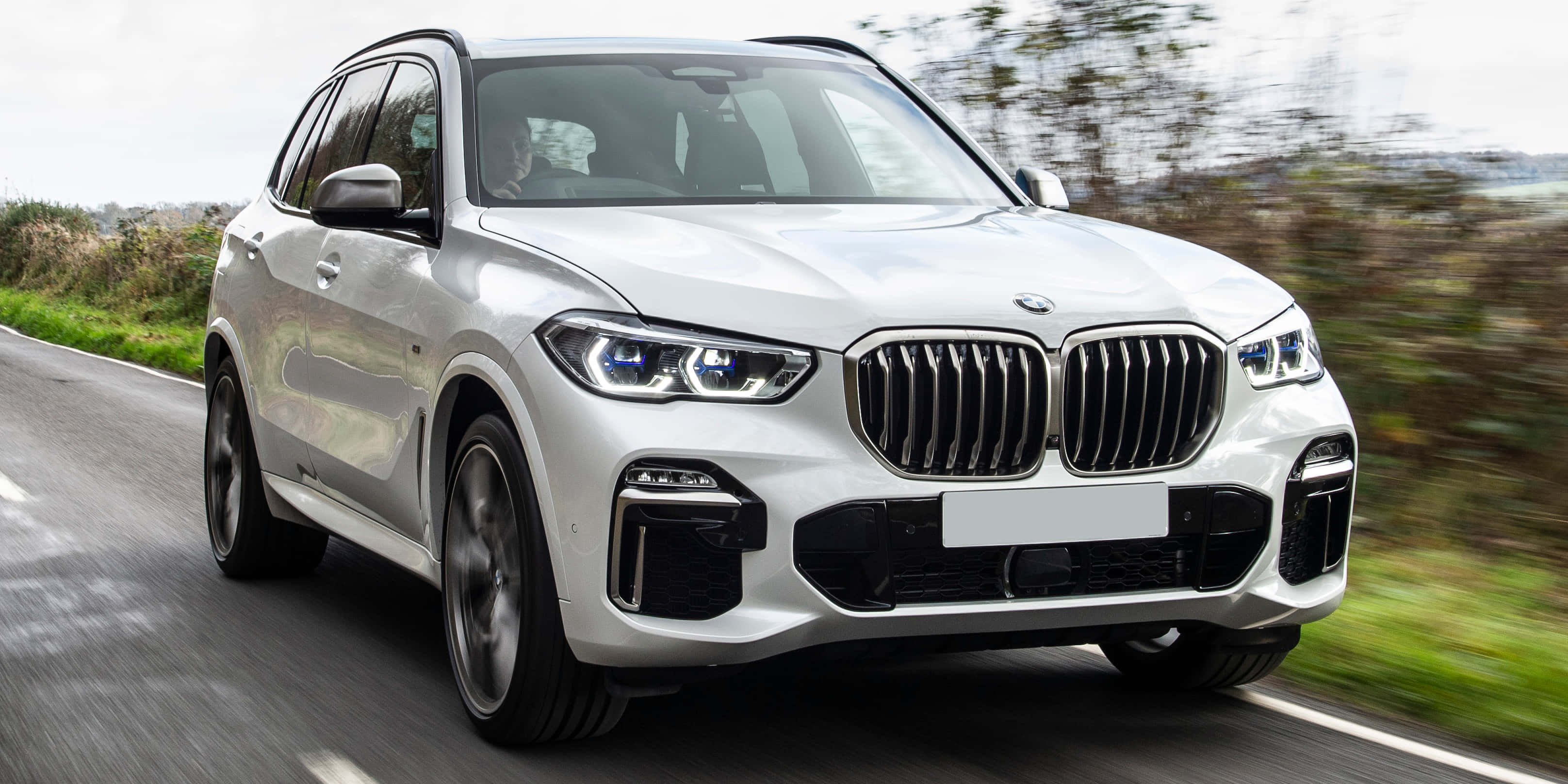 BMW X5, white, winding road, 2K Desktop Wallpaper