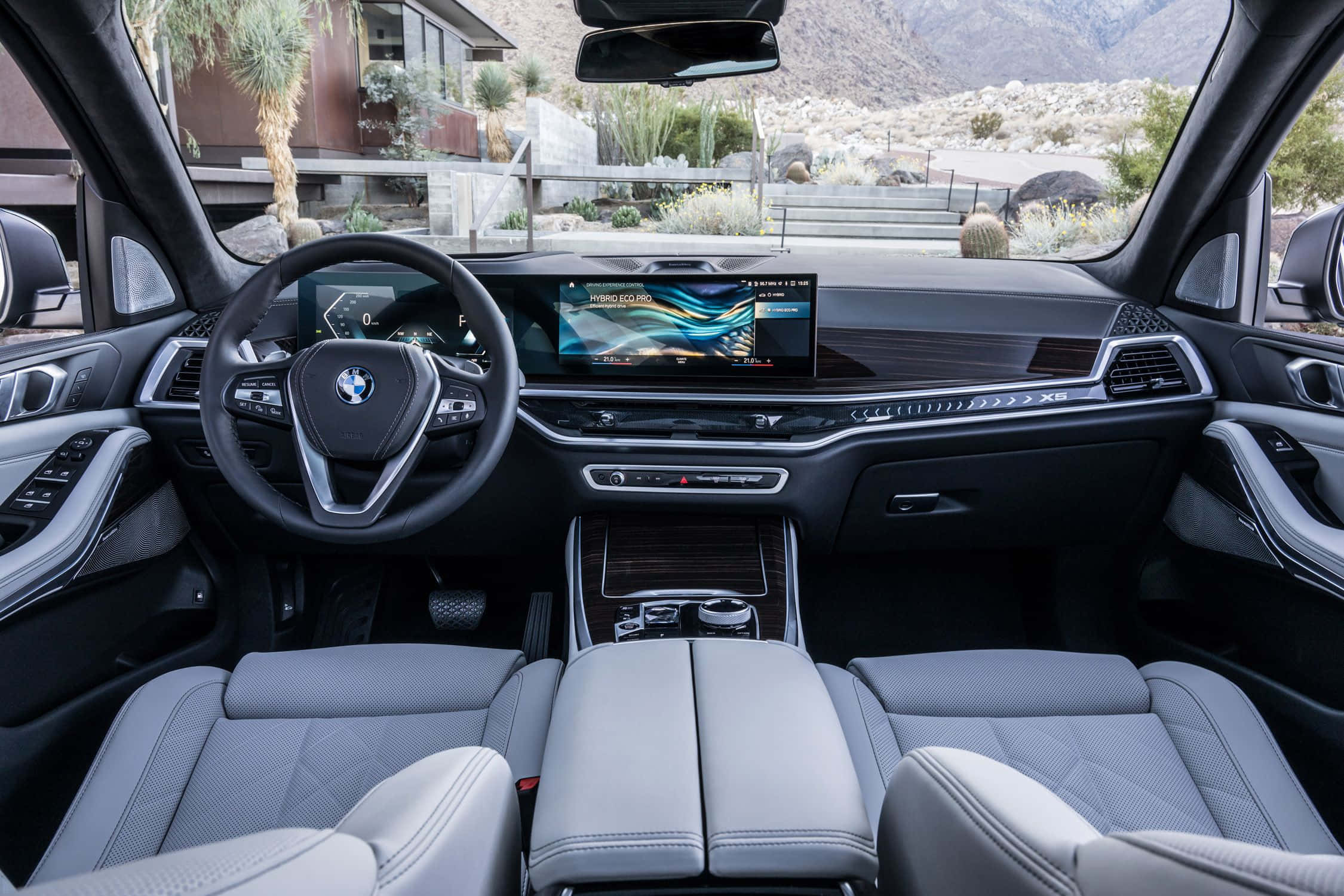 BMW X5, light gray leather seats, digital dashboard, Full HD Desktop Wallpaper