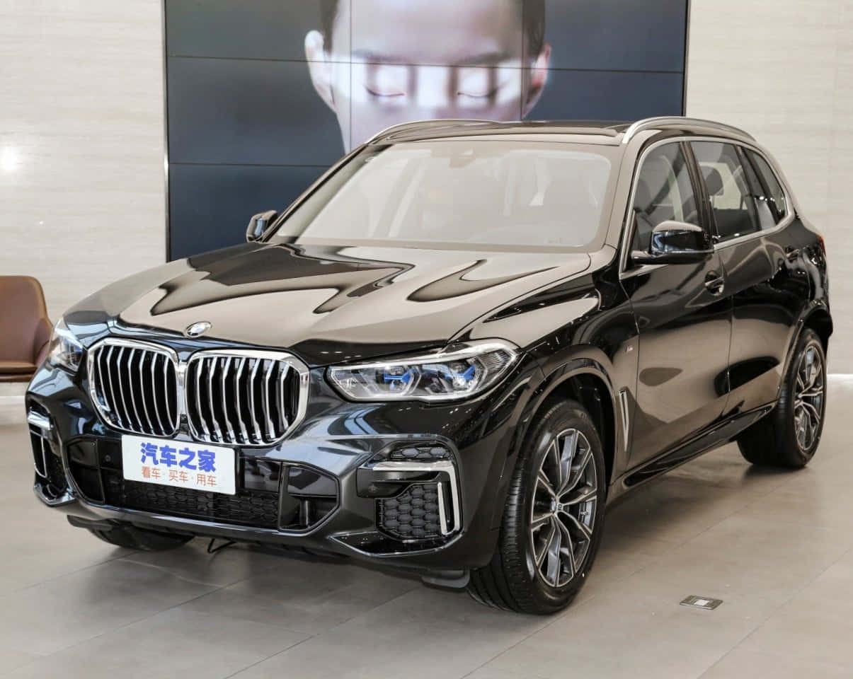 BMW X5, glossy black, showroom lights, SD Desktop Wallpaper
