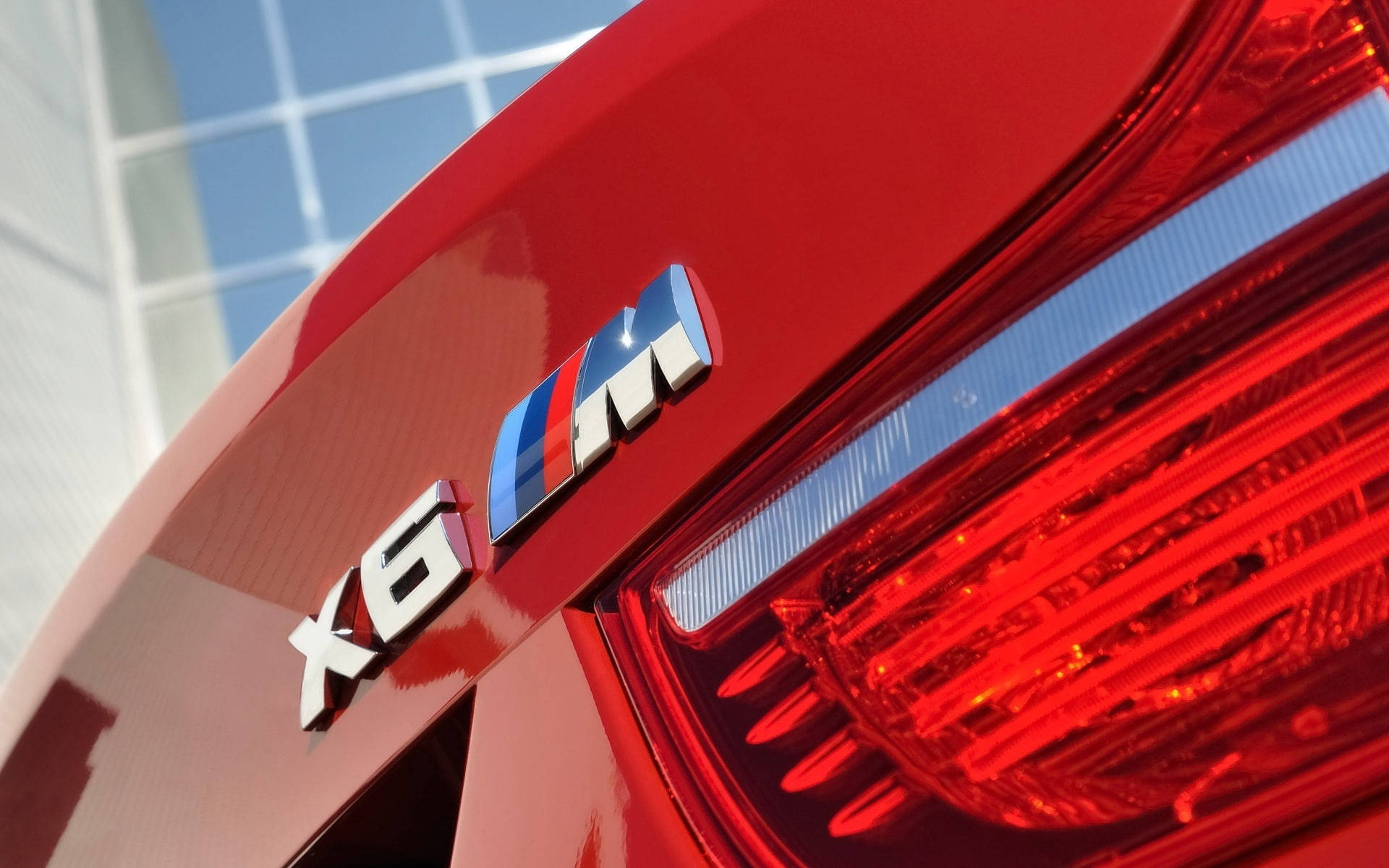 BMW X6 M, glossy red badge, taillight, Full HD Desktop Wallpaper
