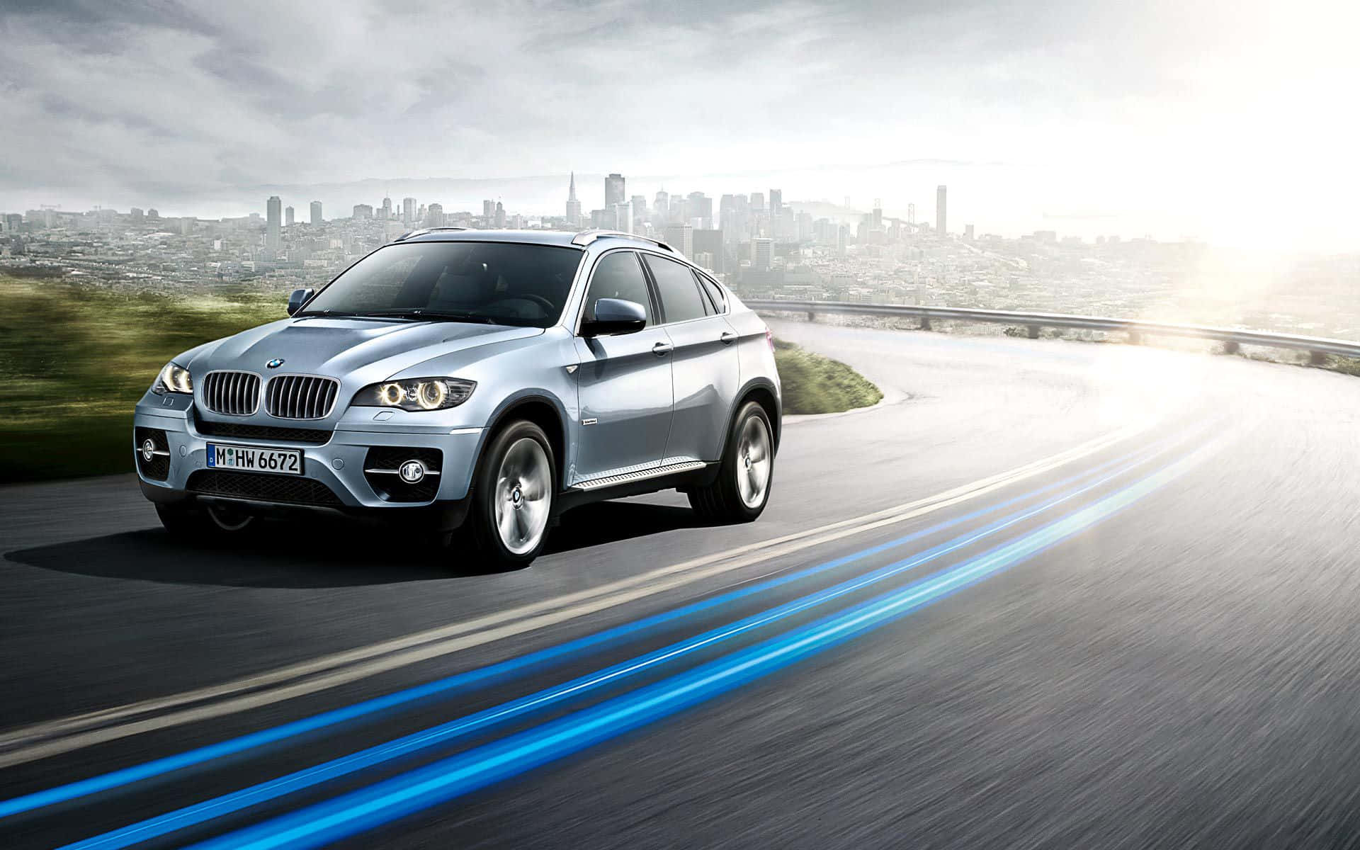 BMW X6, silver, curving highway, Full HD Desktop Wallpaper