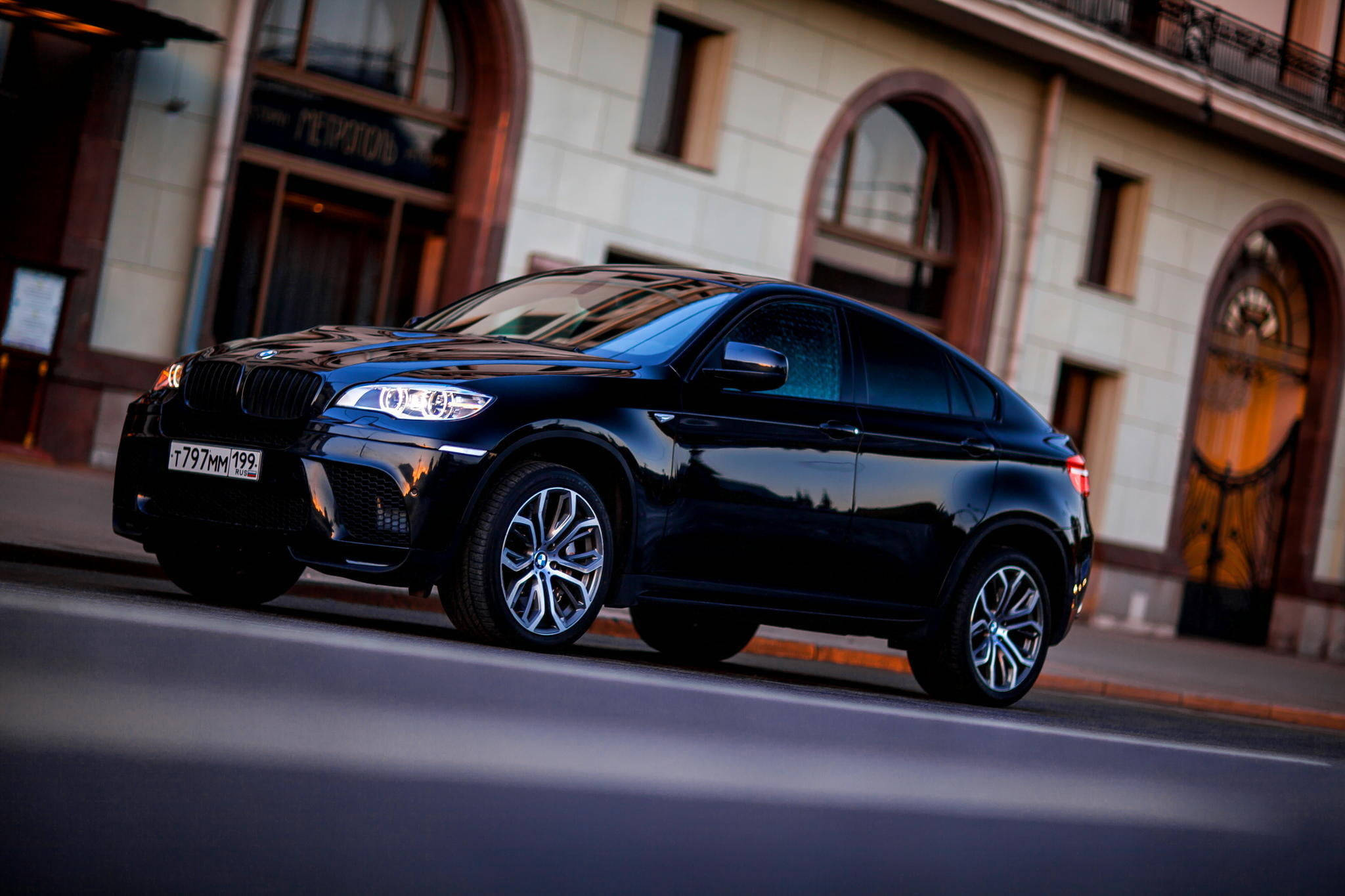BMW X6 M, sleek black, sports coupe, Full HD Desktop Wallpaper