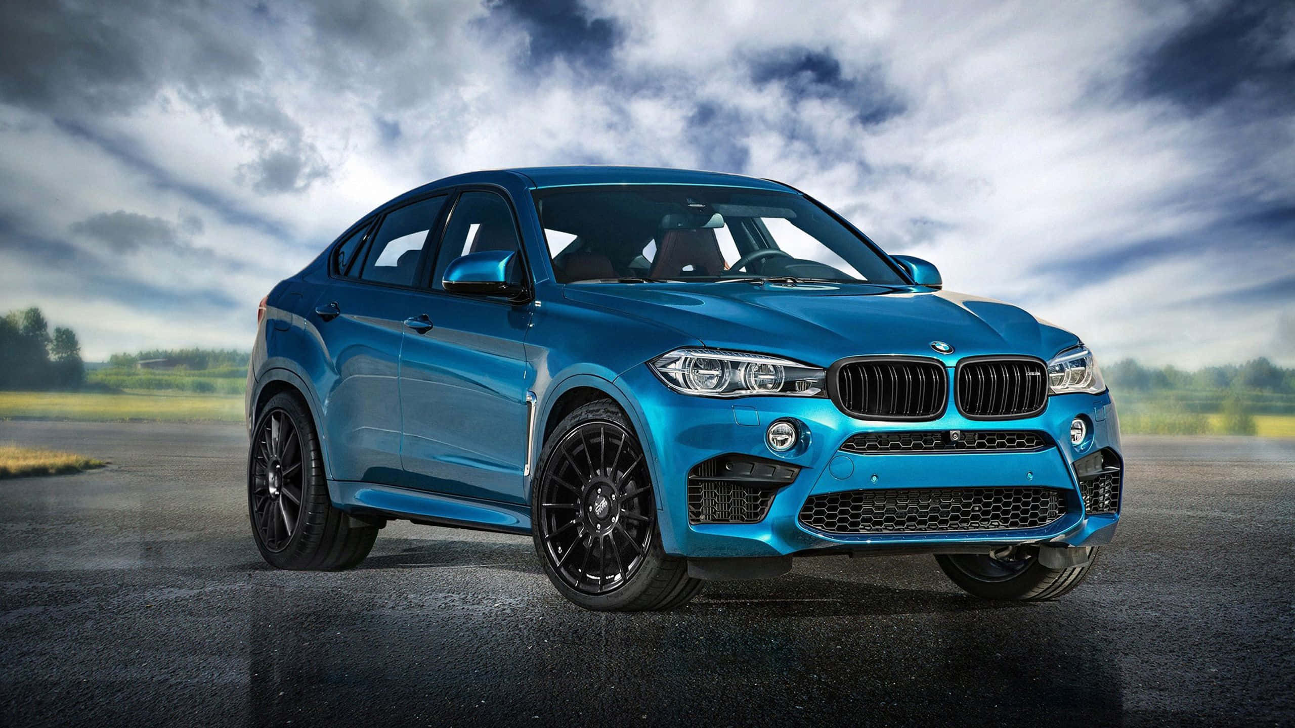 BMW X6, BMW X6 M, metallic blue, 2K Desktop Wallpaper