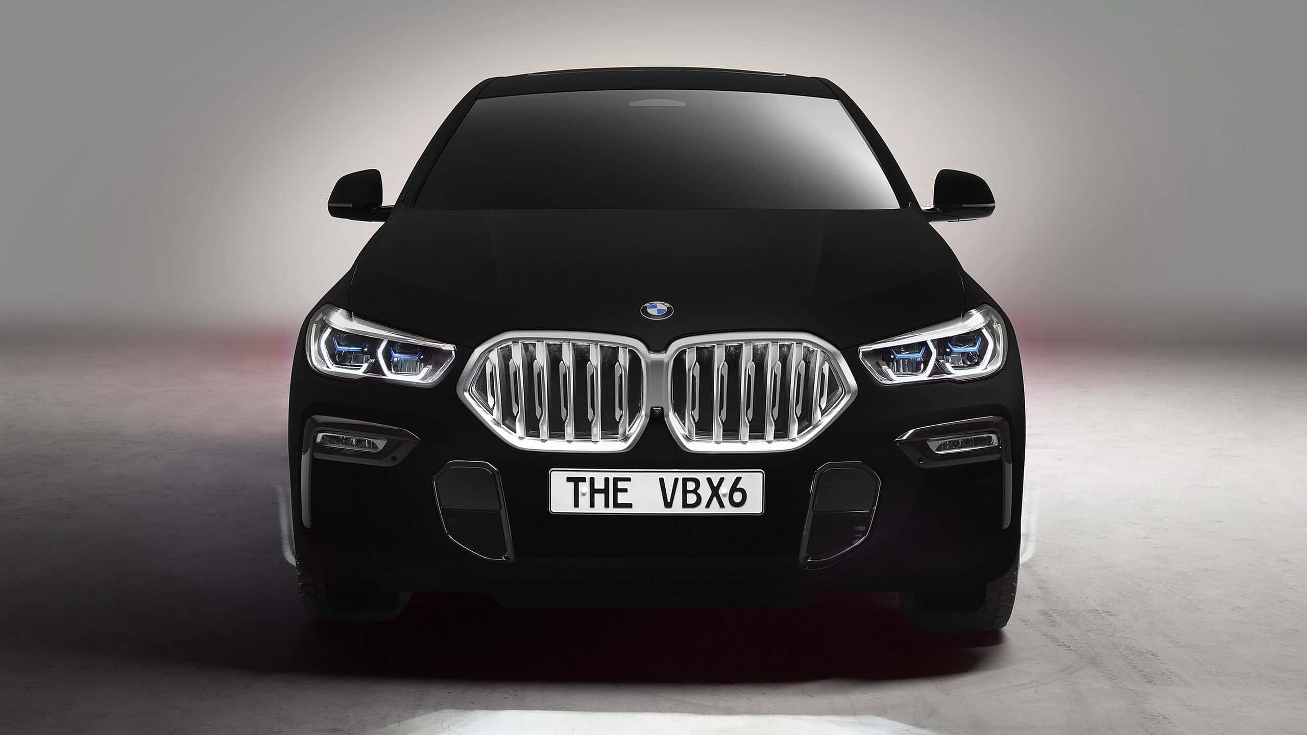 BMW X6, black, glowing headlights, 2K Desktop Wallpaper