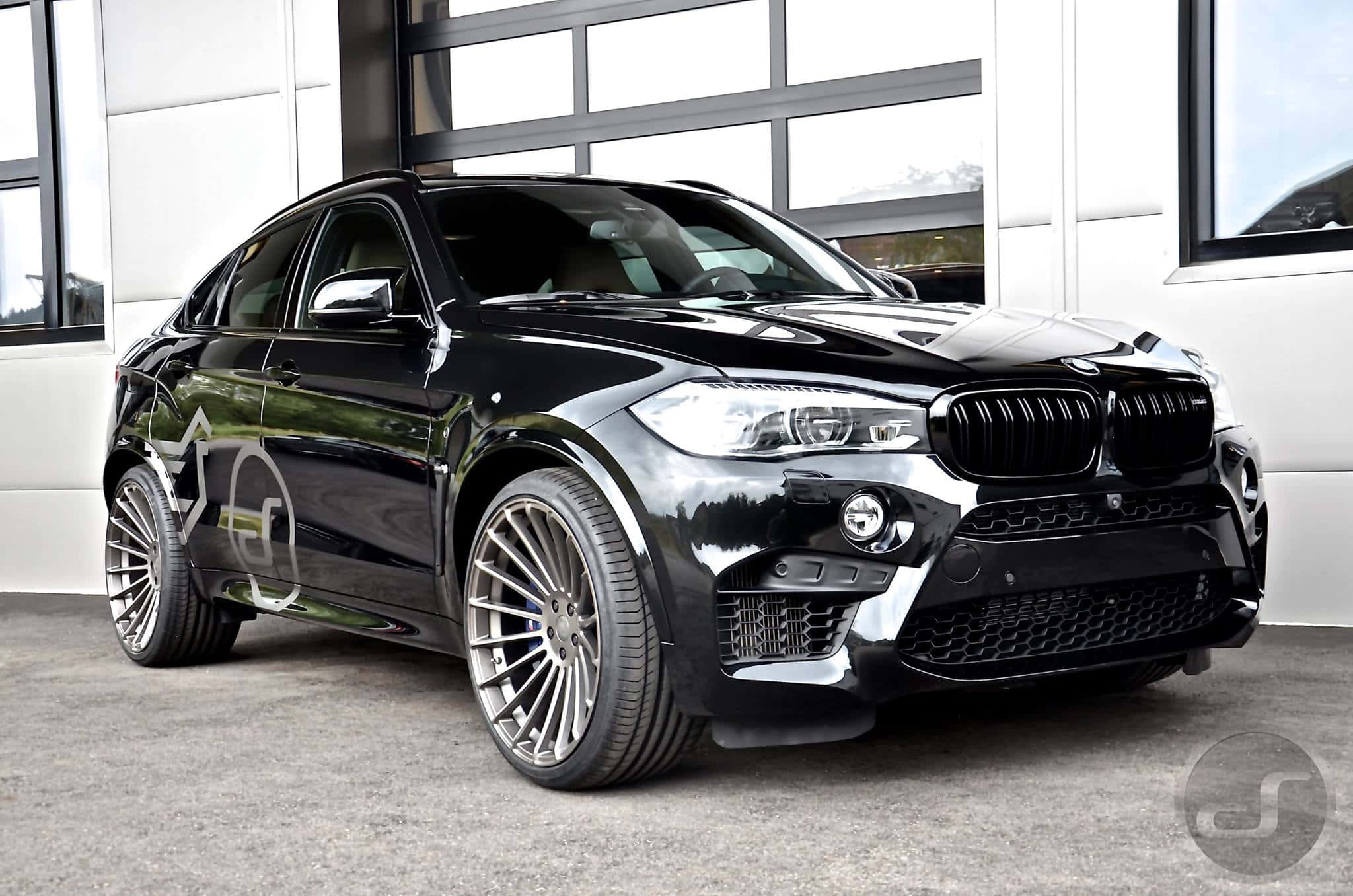 BMW X6, glossy black, custom silver wheels, Full HD Desktop Wallpaper