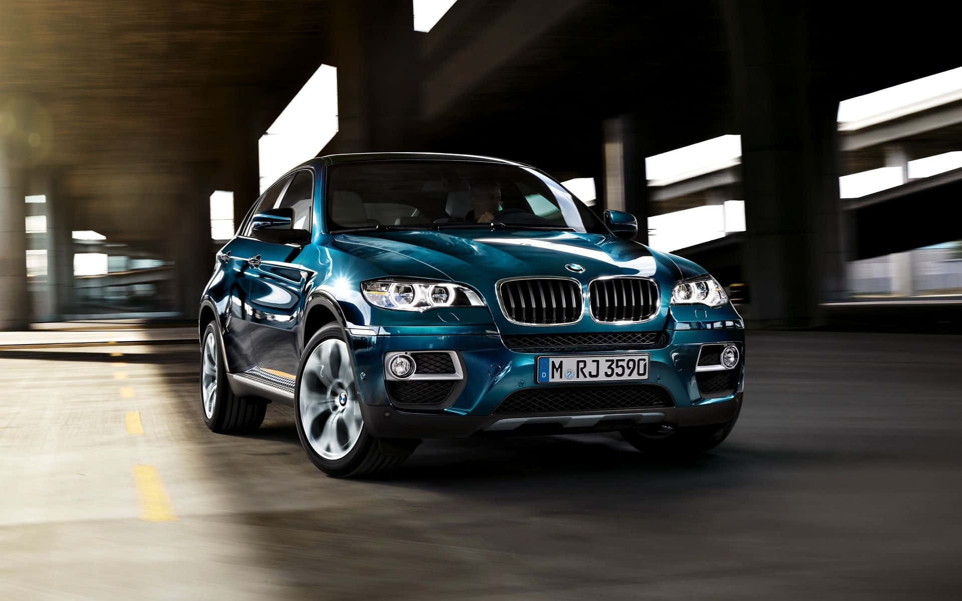 BMW X6, teal, concrete underpass, Full HD Desktop Wallpaper
