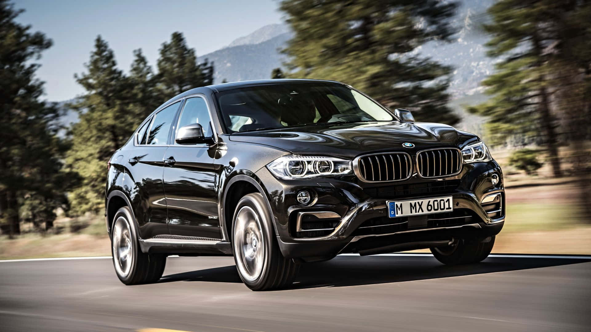 BMW X6, black, mountain road, Full HD Desktop Wallpaper