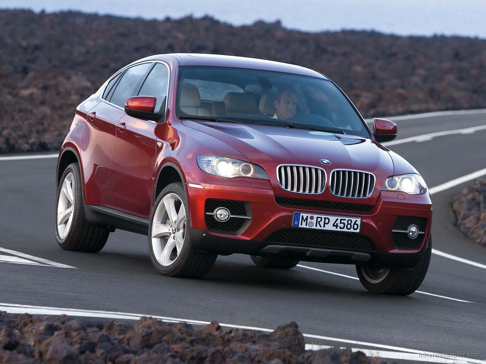 BMW X6, glossy red, winding road, HD Desktop Wallpaper