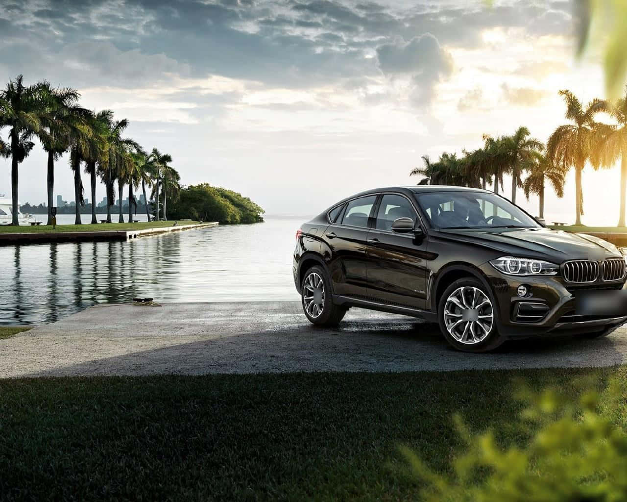 BMW X6, black, waterfront, HD Desktop Wallpaper