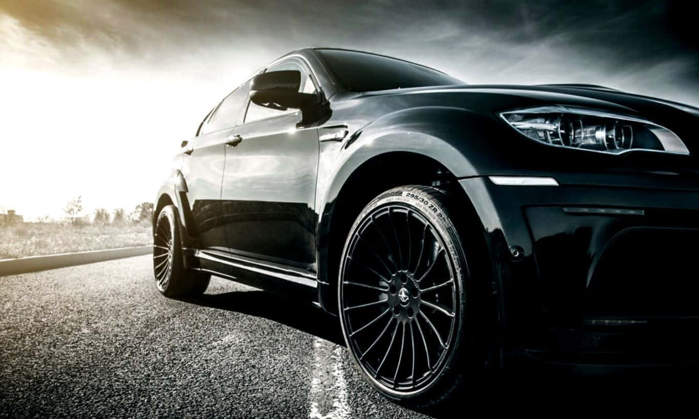 BMW X6, sleek black sports car, custom wheels, HD Desktop Wallpaper