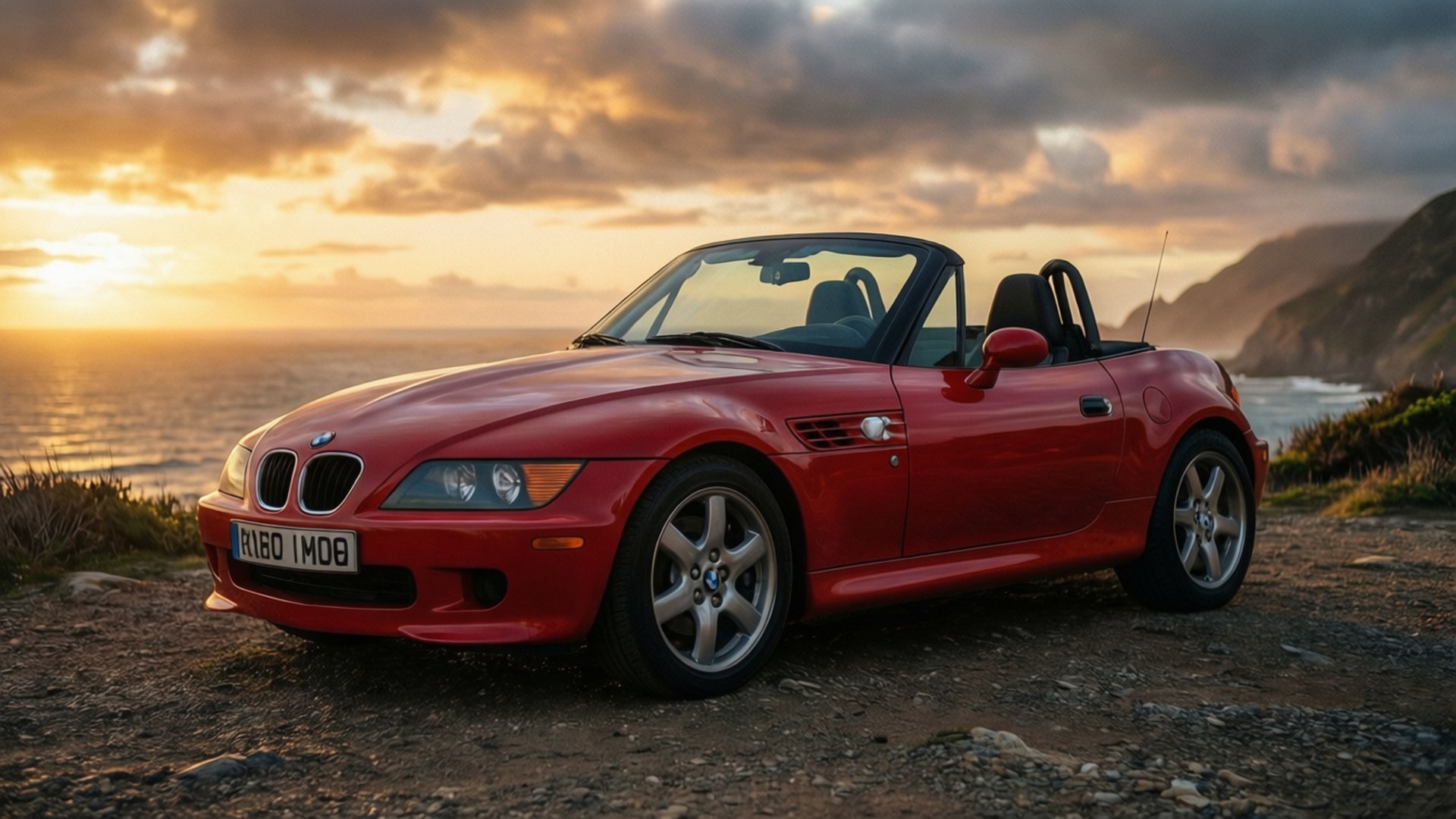 vibrant red, BMW Z3, roadster, Full HD Desktop Wallpaper