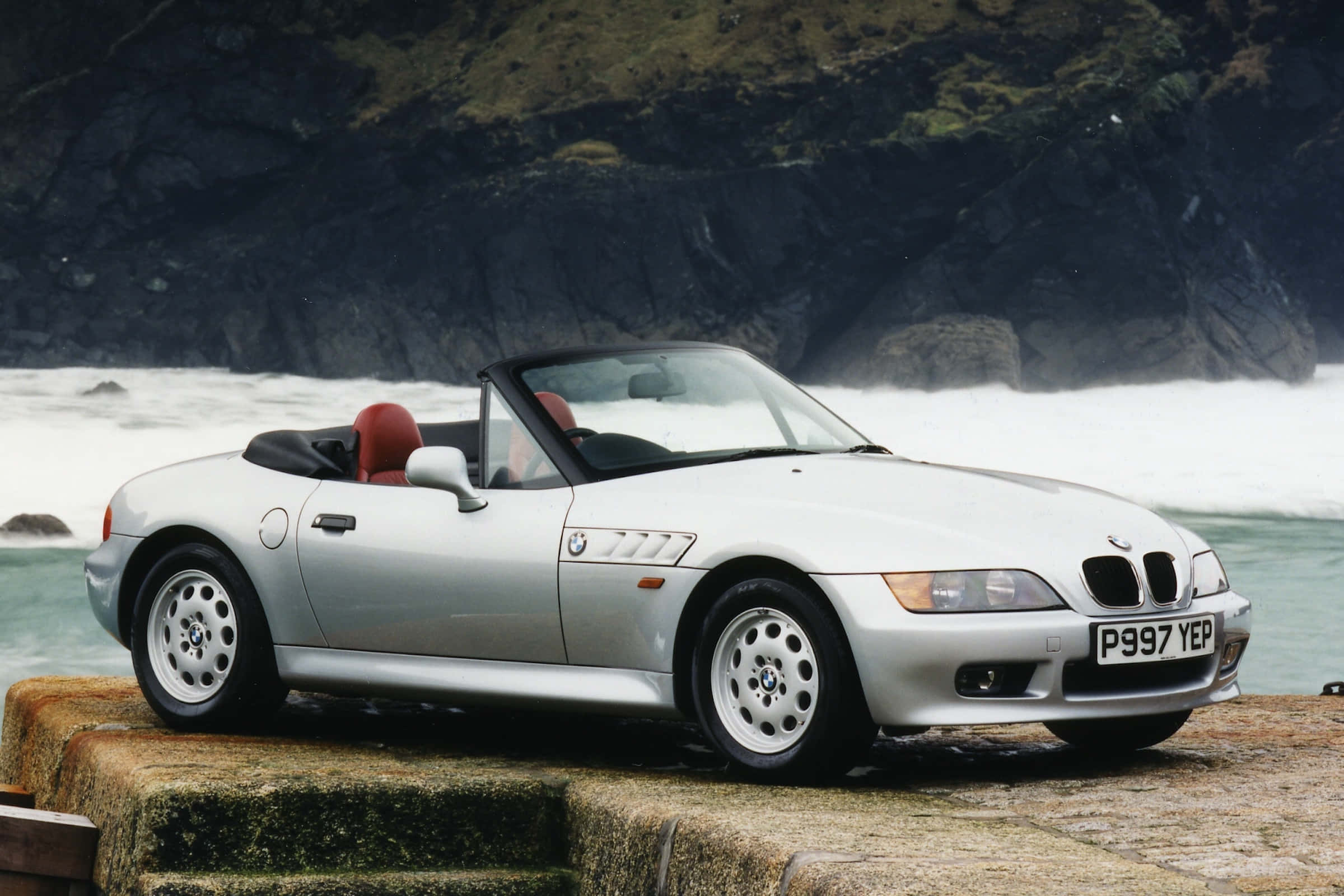 BMW Z3, silver, red seats, Full HD Desktop Wallpaper