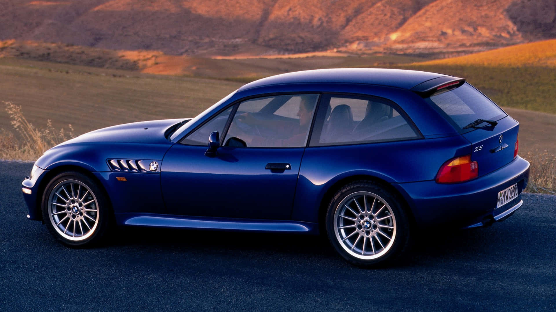 BMW Z3, glossy blue, winding road, Full HD Desktop Wallpaper