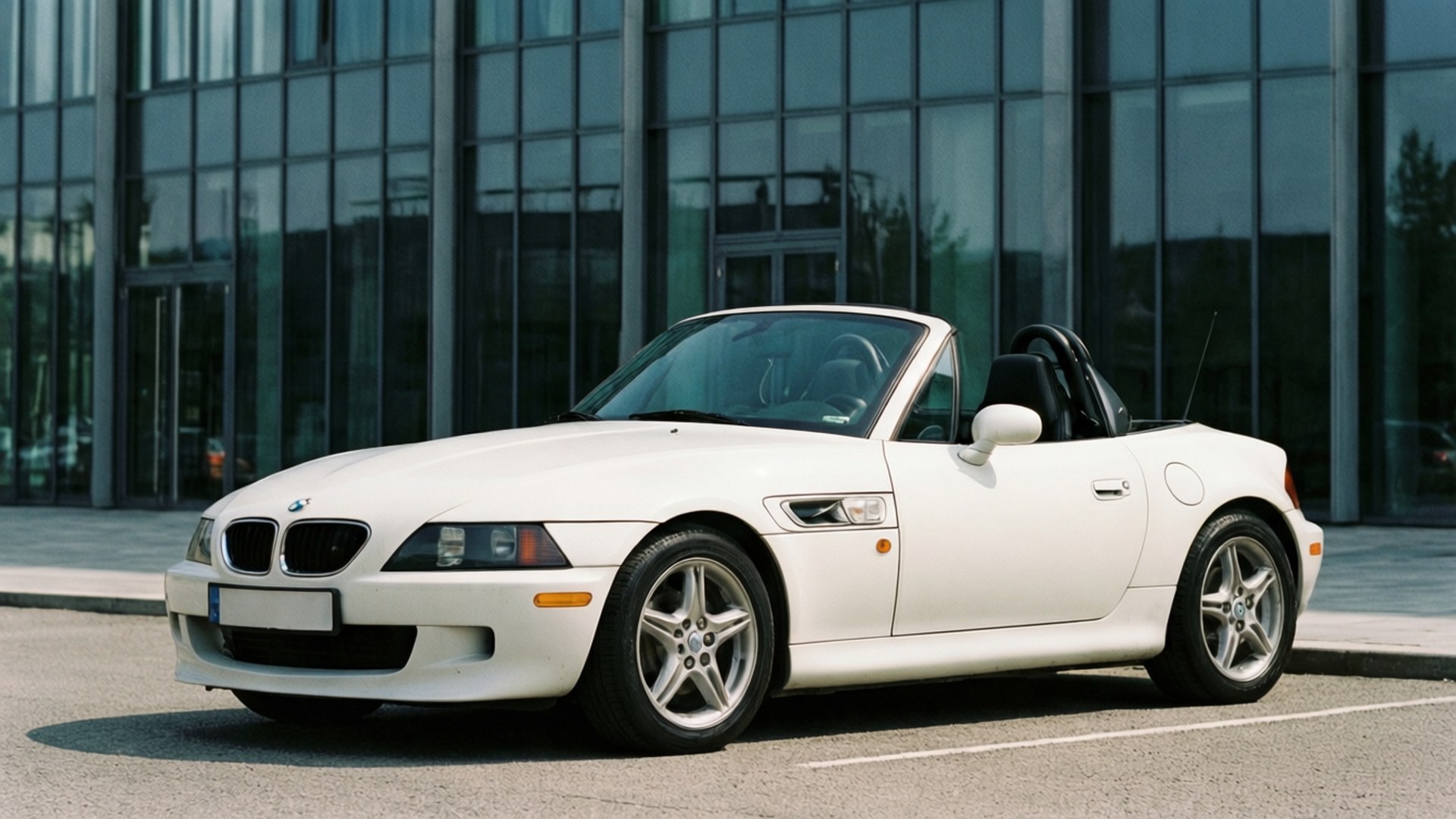 white, BMW Z3, sleek urban setting, Full HD Desktop Wallpaper