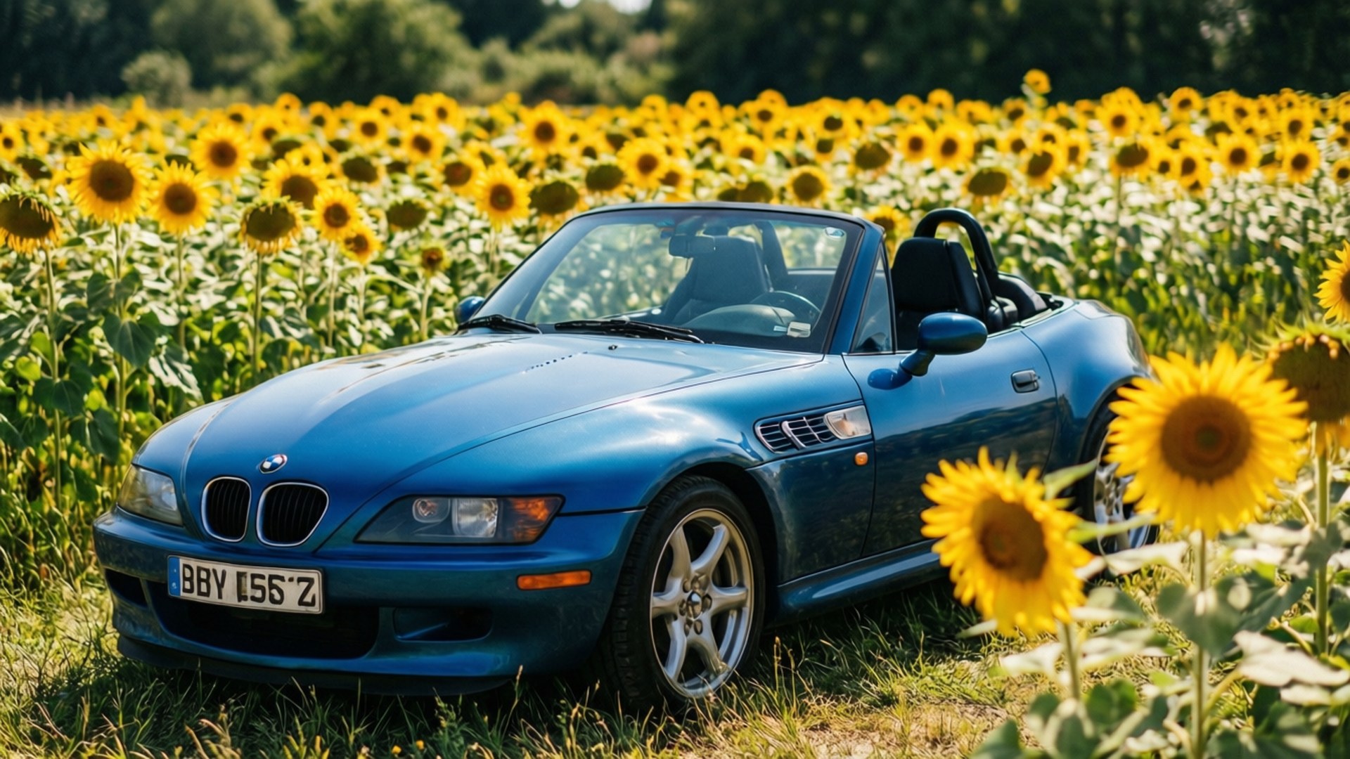 BMW Z3, blue, top down, Full HD Desktop Wallpaper