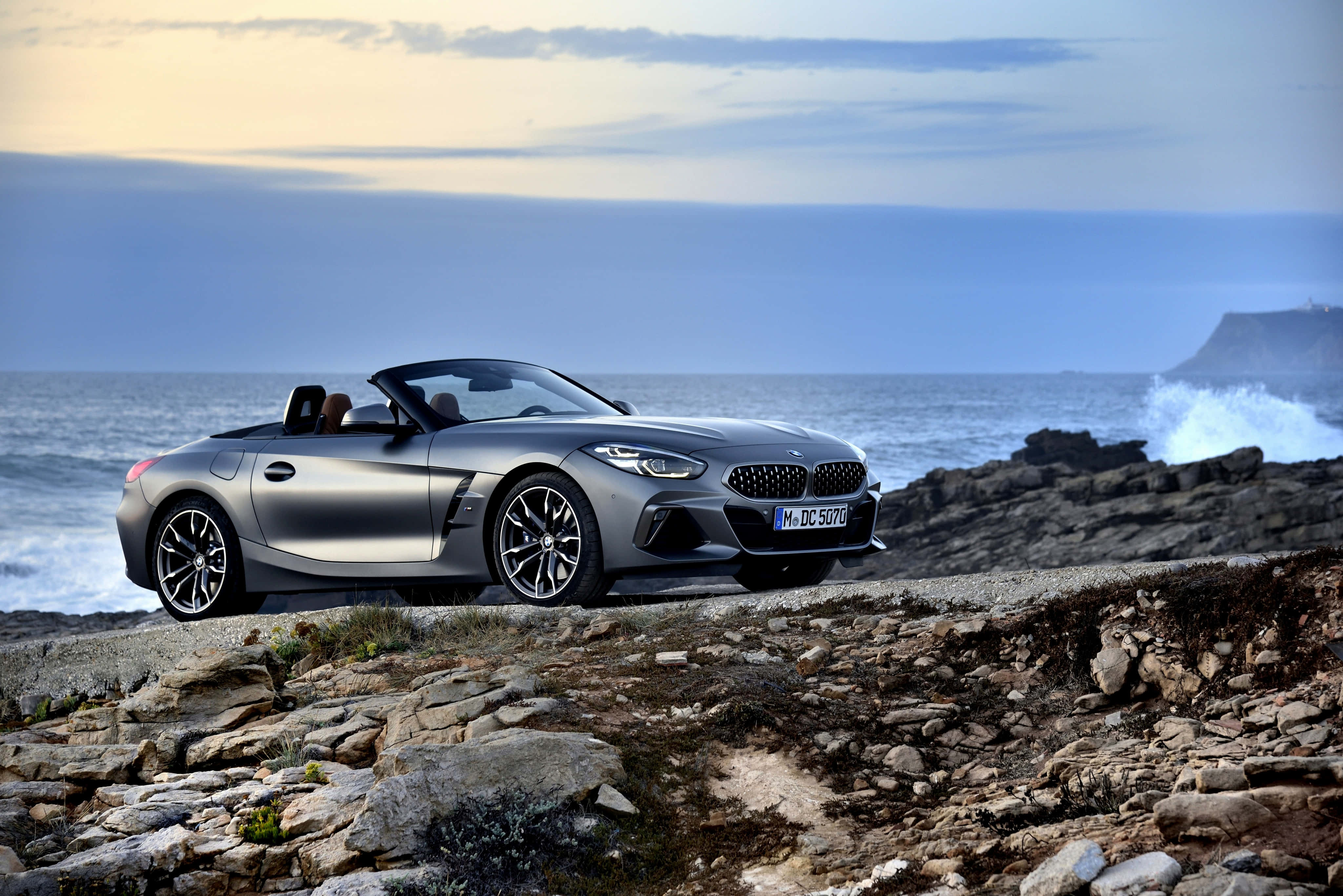 BMW Z4, silver, coastal cliff, 4K Desktop Wallpaper