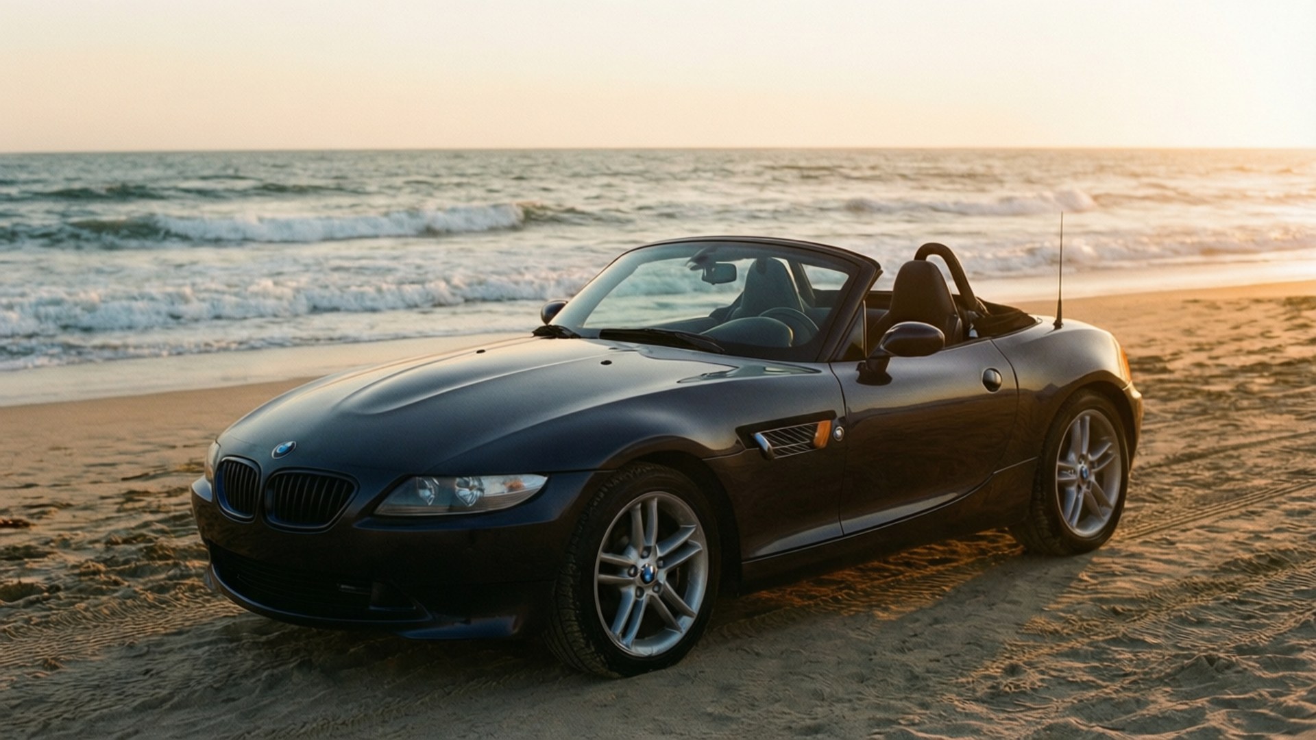 BMW Z4, convertible, sunset, Full HD Desktop Wallpaper