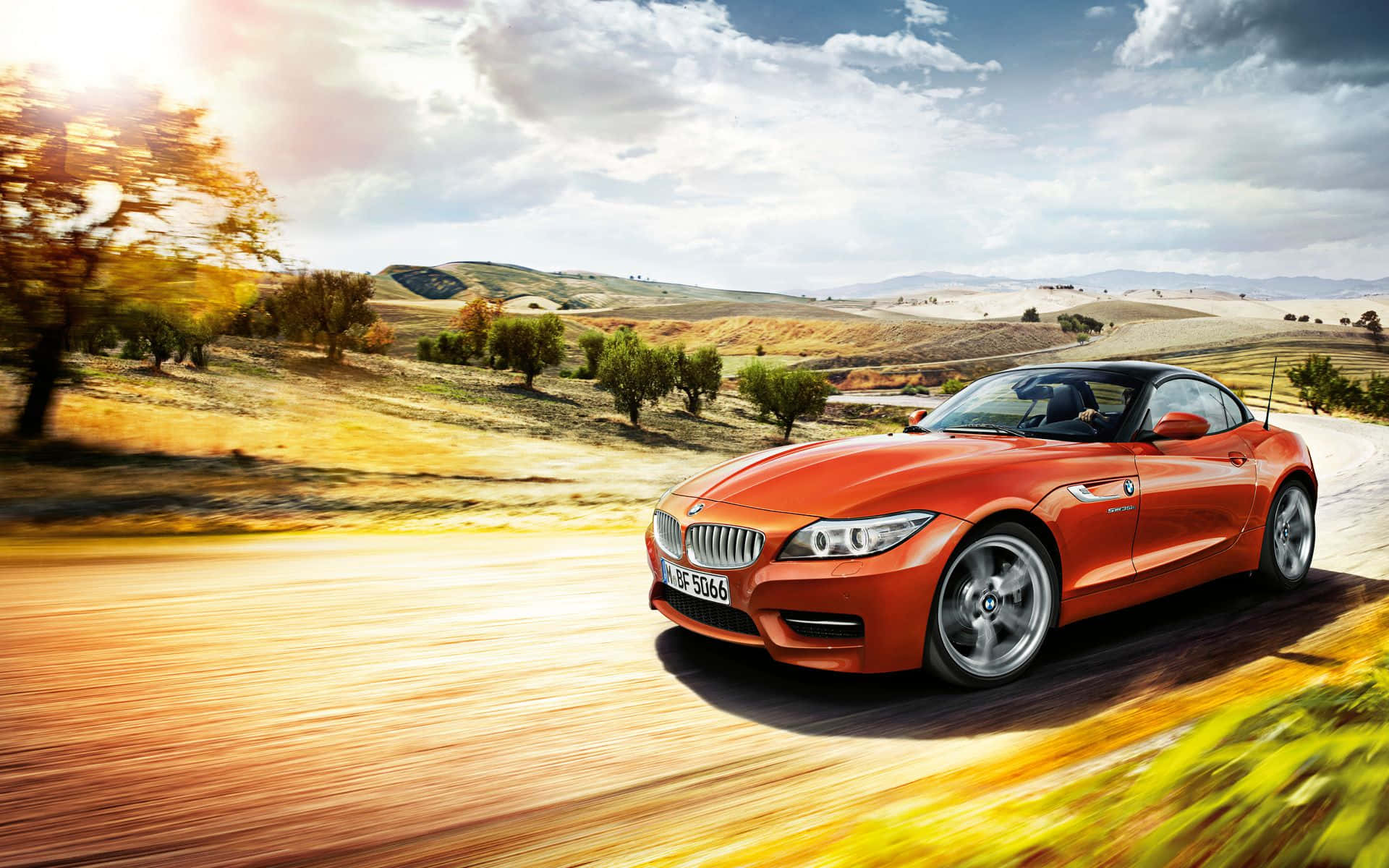 BMW Z4, convertible, rural road, Full HD Desktop Wallpaper