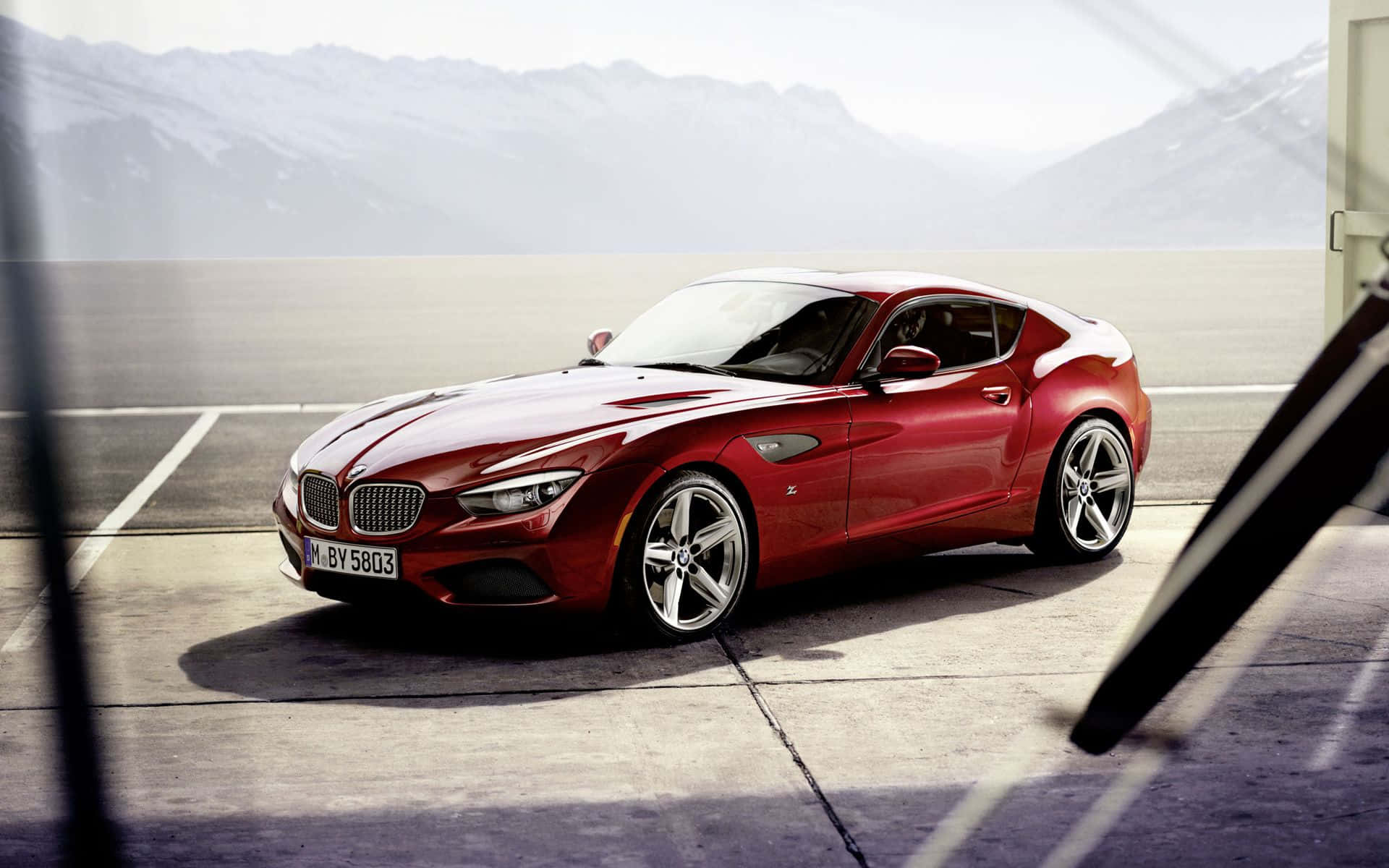 BMW Z4, glossy red, concrete lot, Full HD Desktop Wallpaper