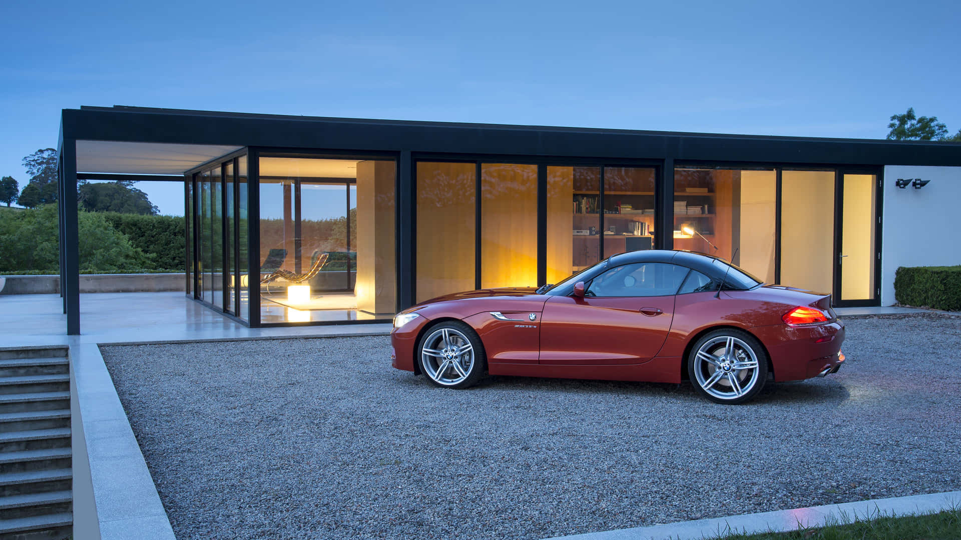 BMW Z4, red, gravel, Full HD Desktop Wallpaper