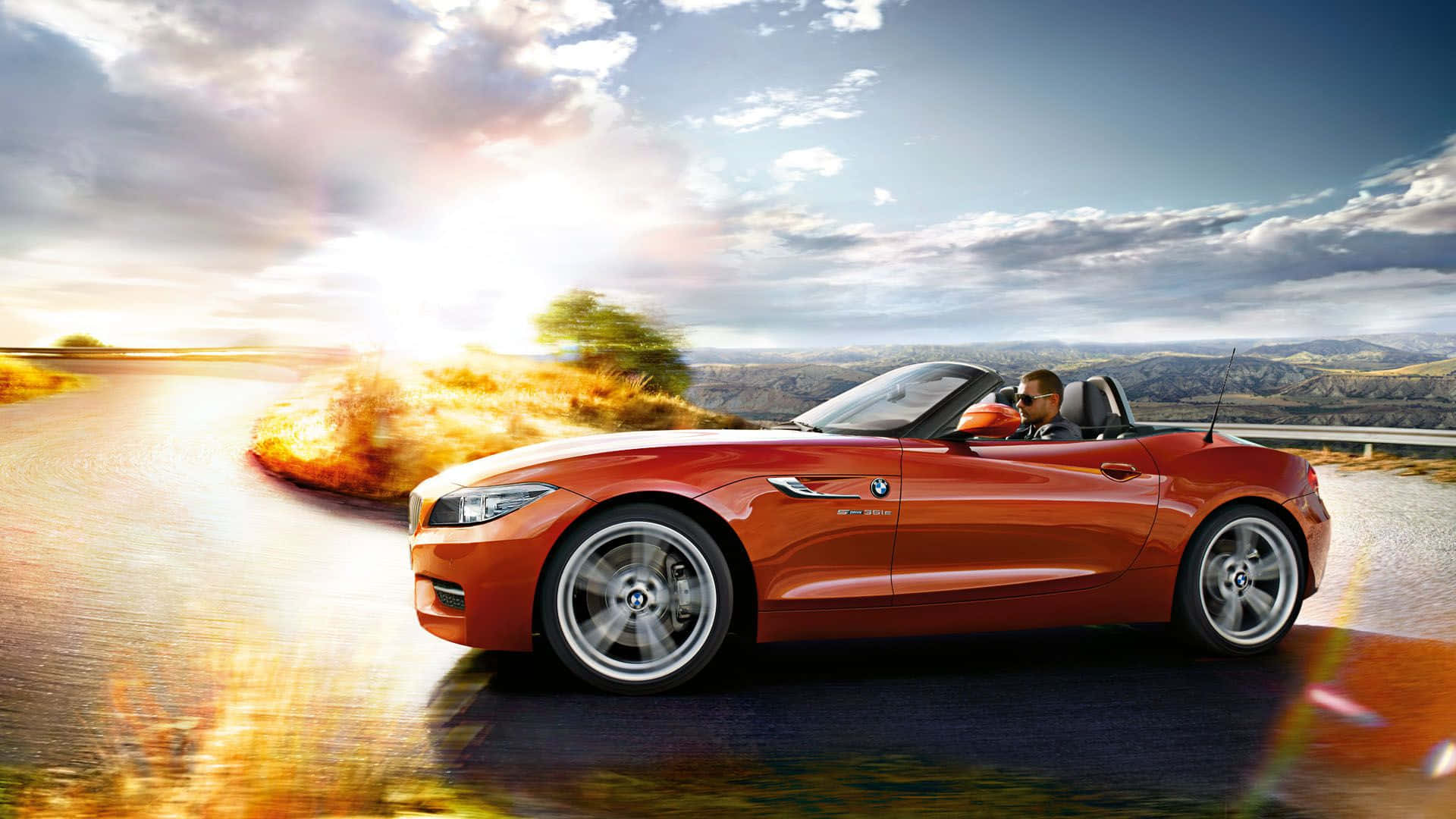 BMW Z4, orange, convertible, Full HD Desktop Wallpaper