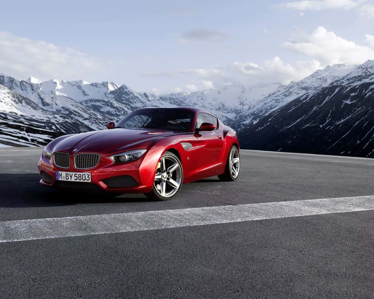 BMW Z4, glossy red, mountain road, HD Desktop Wallpaper